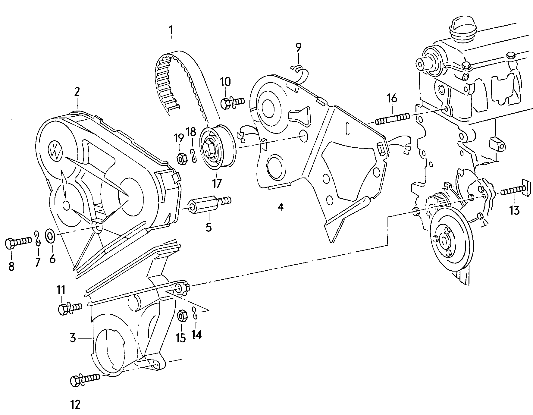 pasek zebaty; osłona paska zębatego - Audi 80/90/Avant(A80)  