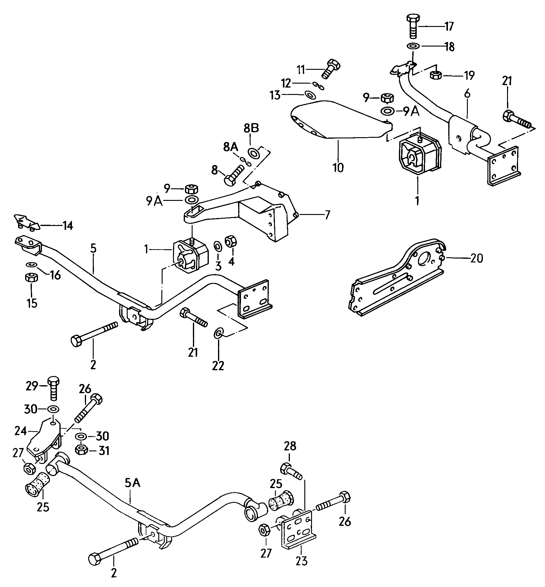 エンジンブラケット; ボンドラバーマウンティング - Typ 2/syncro(T2)  