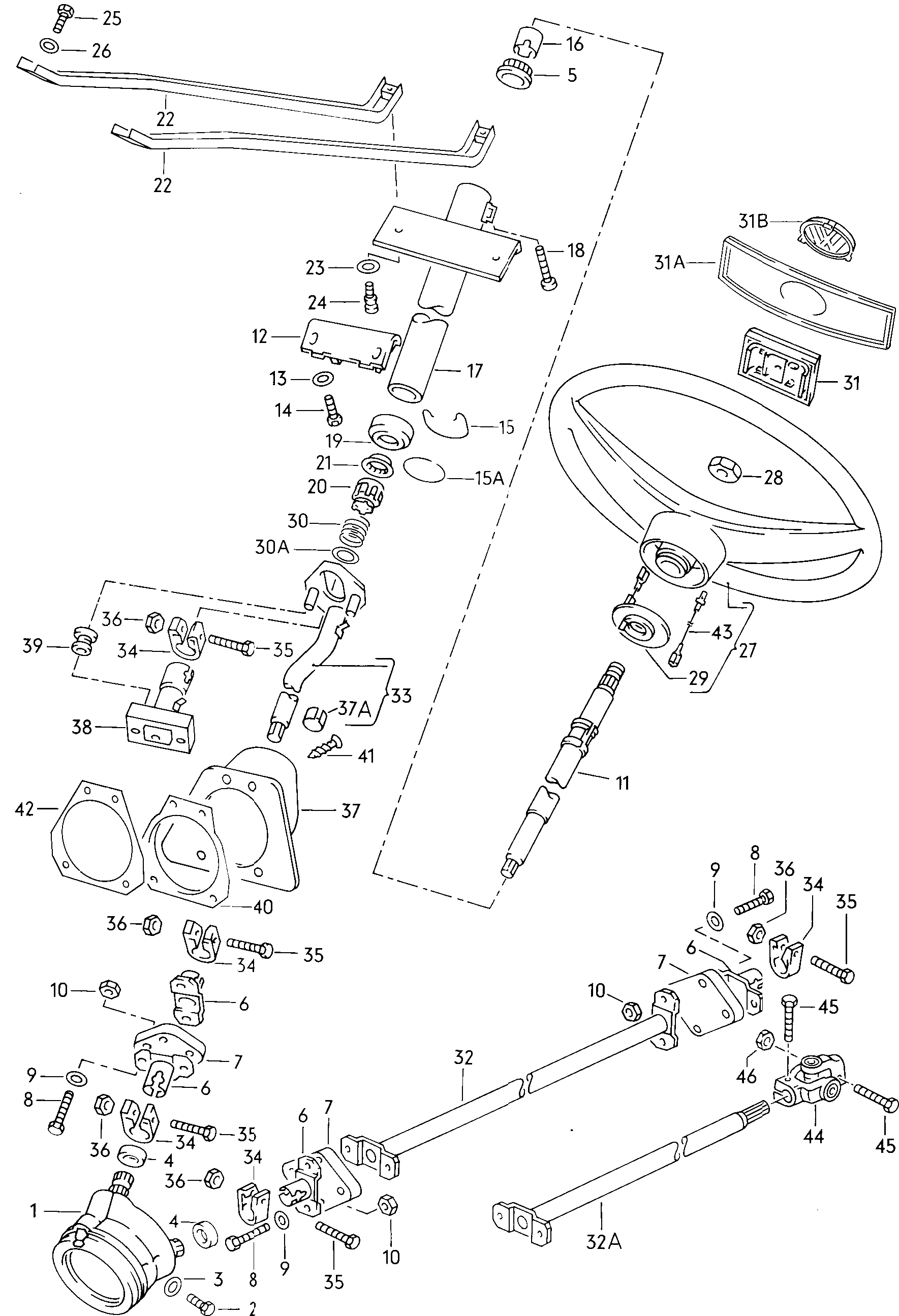Lenkrad; Lenkrohr; Umlenkgetriebe - Typ 2/syncro(T2)  