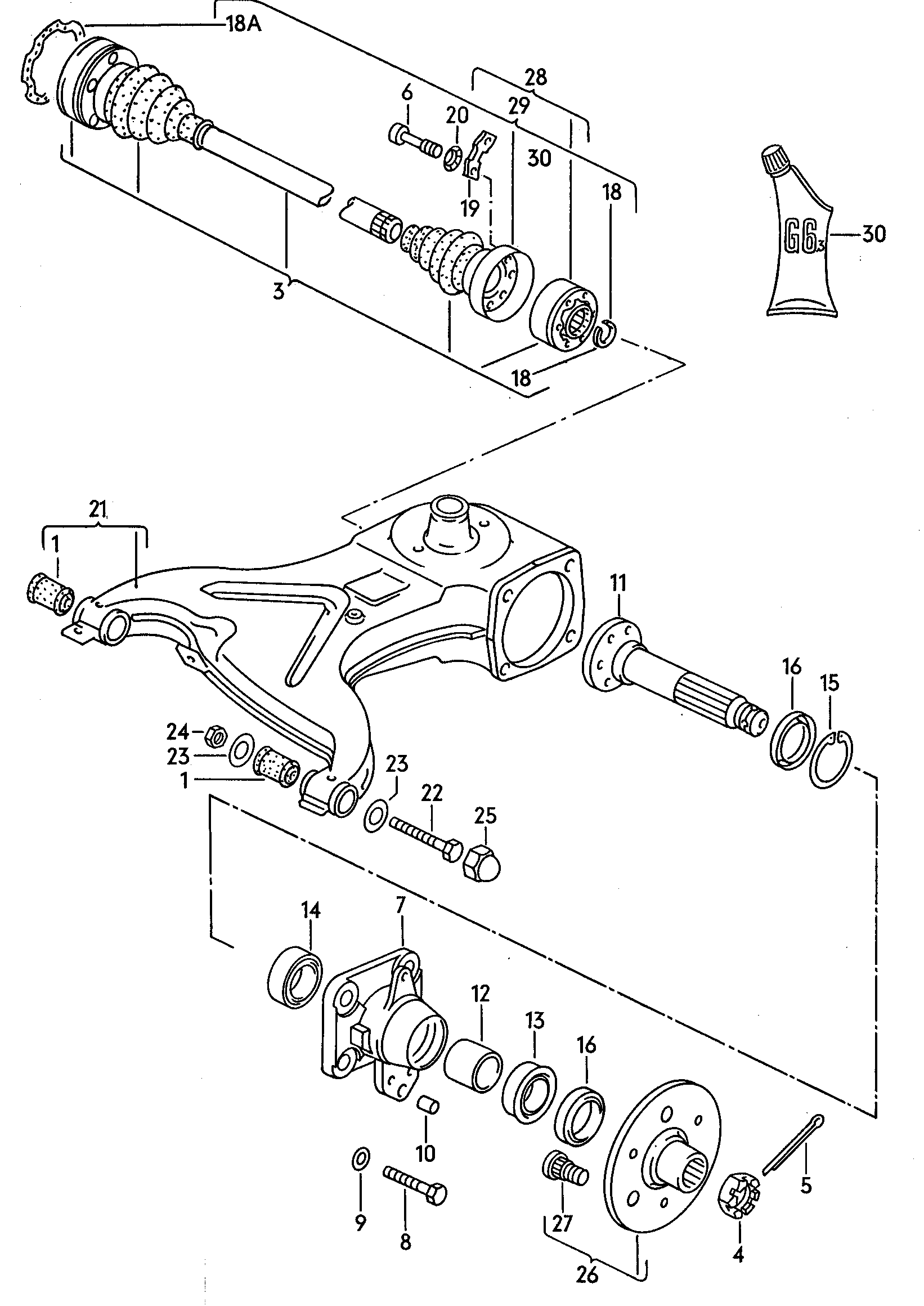 Pычаг подвески; Приводной вал - Typ 2/syncro(T2)  