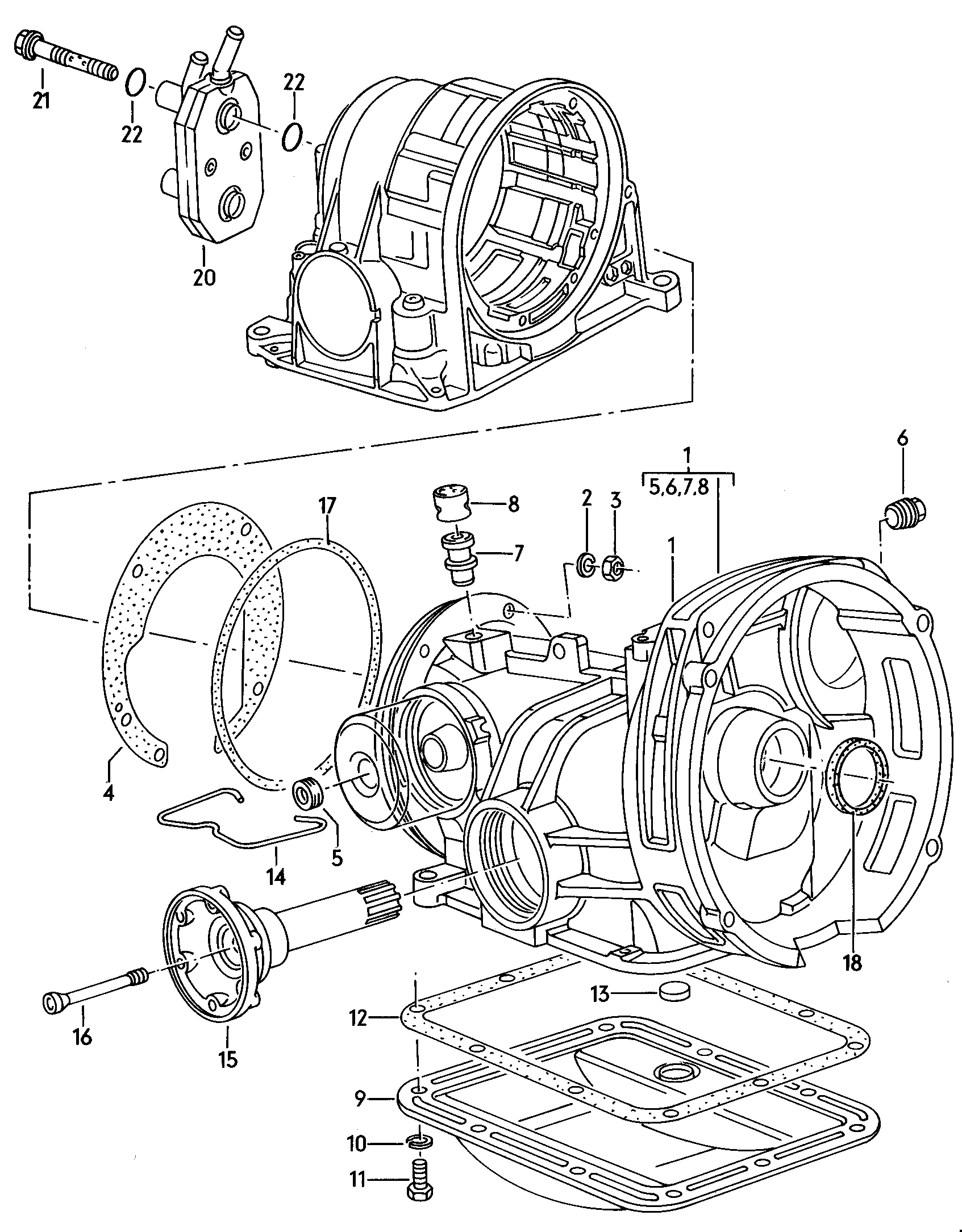 后轴壳体; 油冷却器; 用于三挡自动变速器 - Typ 2/syncro(T2)  