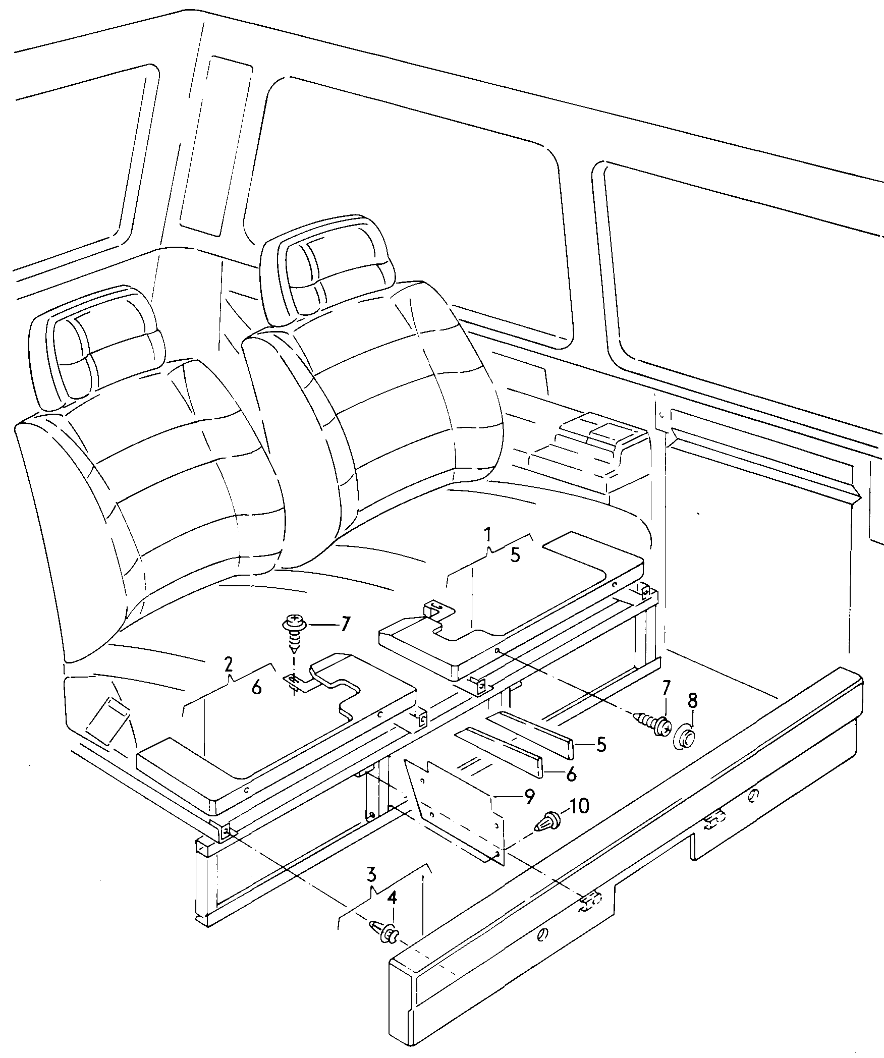 Hintersitzverkleidung - Typ 2/syncro(T2)  