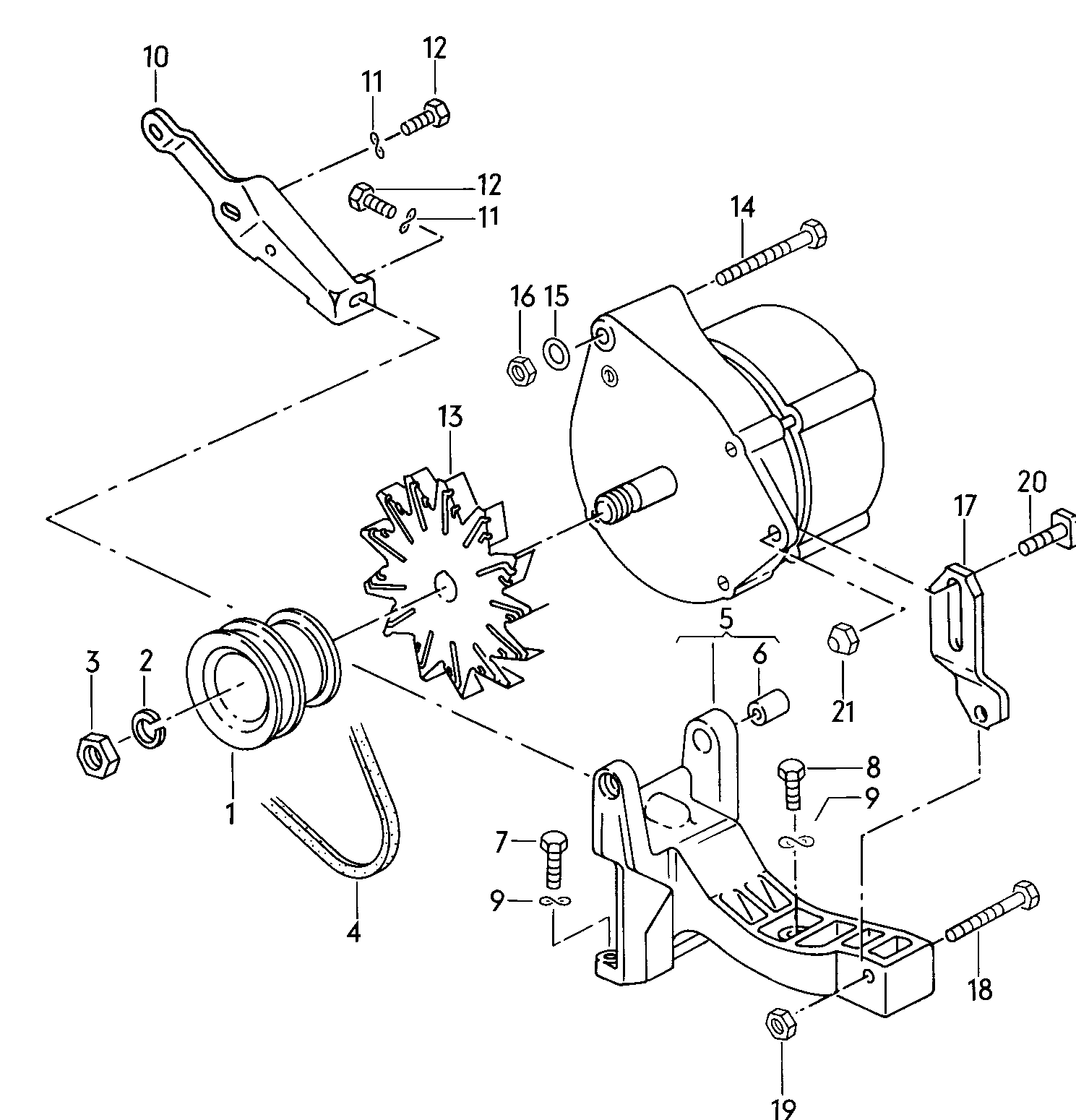 connecting and mounting parts
for alternator - Typ 2/syncro(T2)  