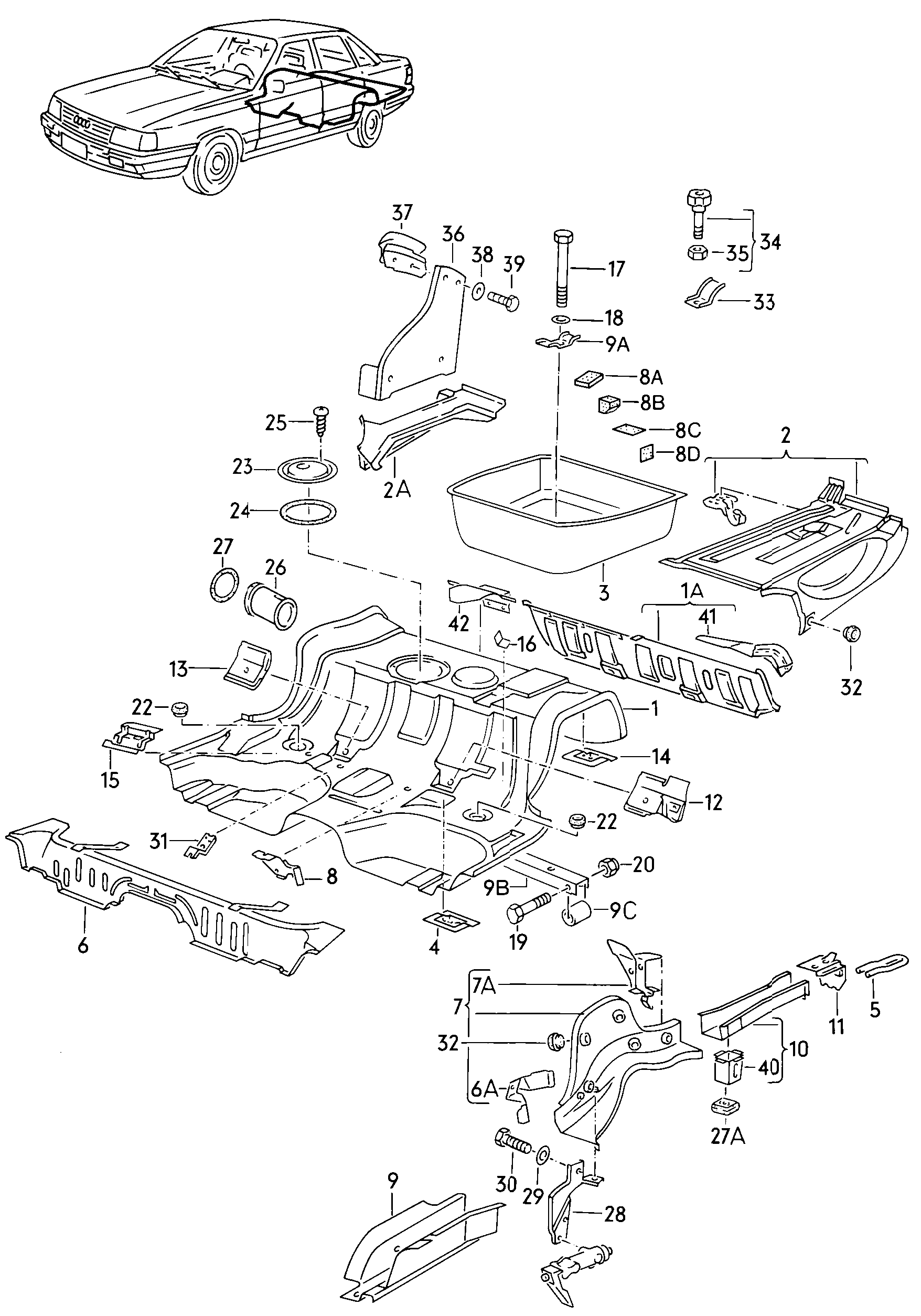 floor assembly - Audi 100/Avant(A100)  