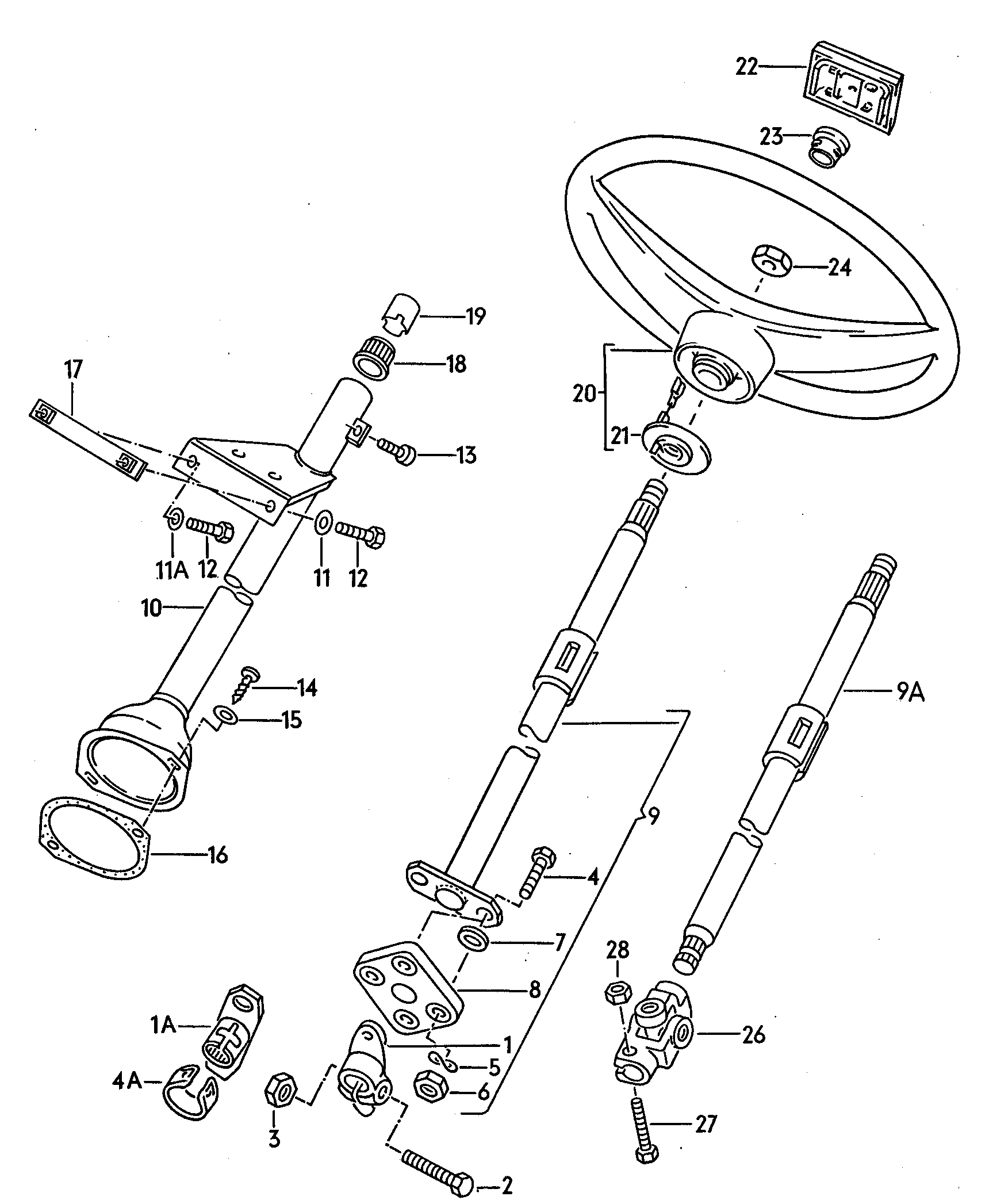 steering tube; steering wheel - LT, LT 4x4(LT)  