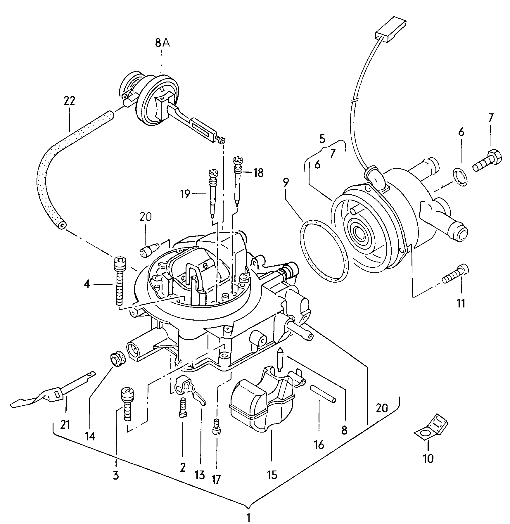 karburator; teleso karburatoru-horni dil - Golf Cabriolet(GOC)  