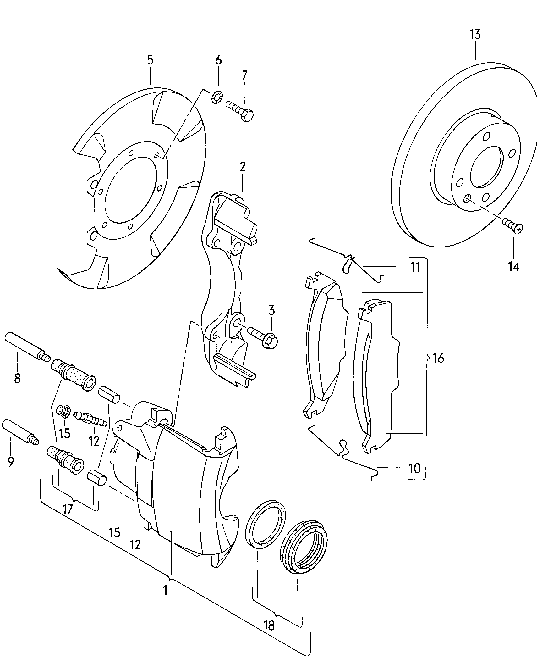 floating caliper brake; front; brake disc; brake d... - Golf Cabriolet(GOC)  