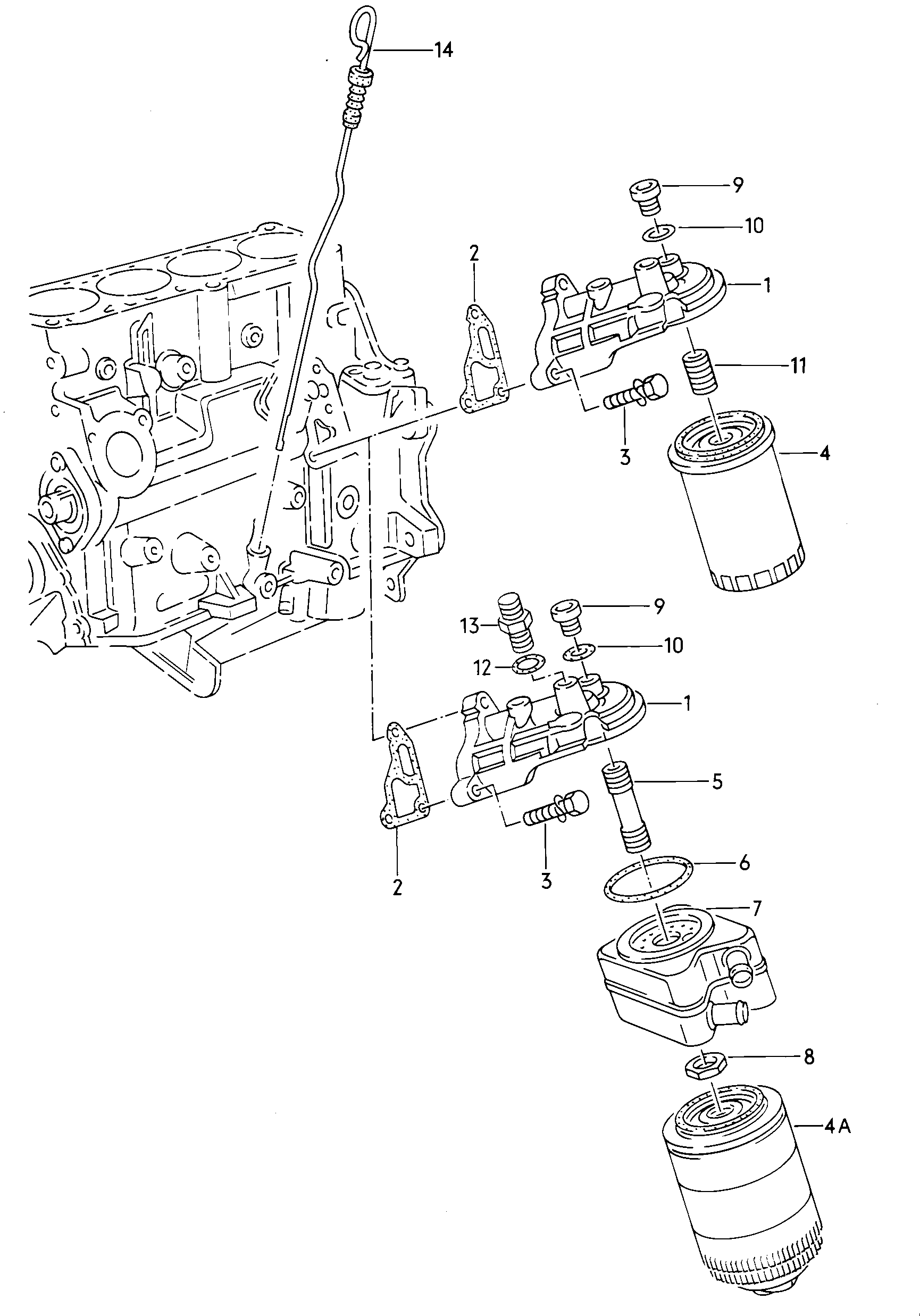 Oelfilter; Oelfilterhalter; Oelmessstab - Audi Coupe(ACO)  