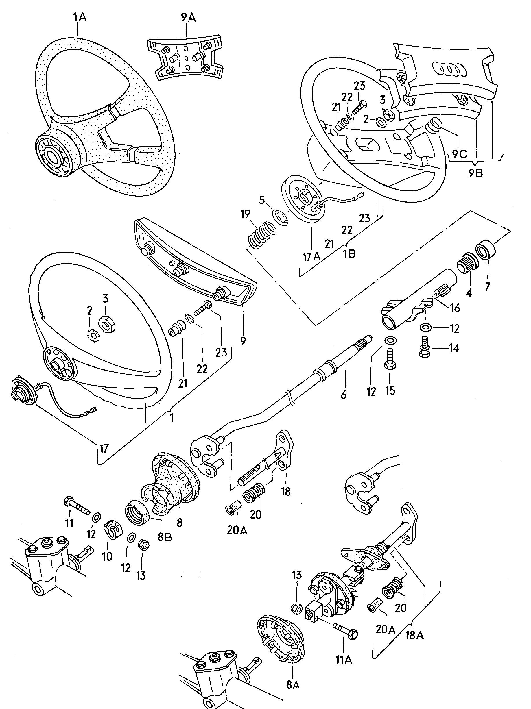 steering wheel; steering tube - Audi Coupe(ACO)  