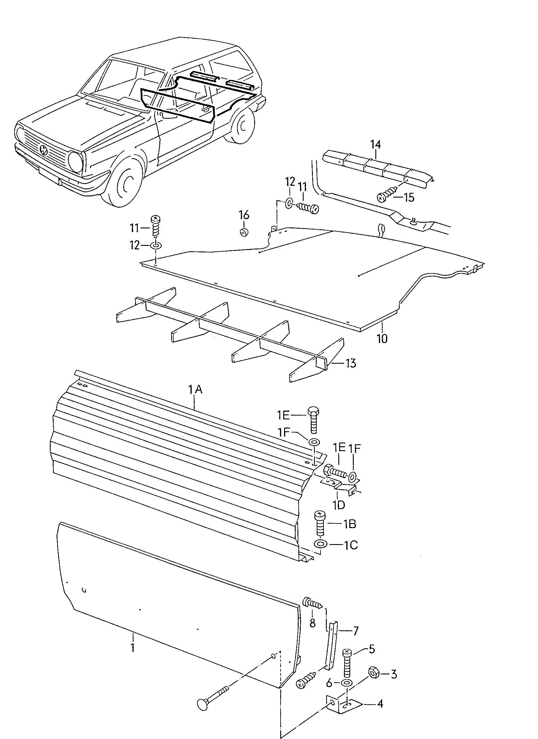 cargo platform, continuous; cross panel - Polo/Derby/Vento-IND(PO)  
