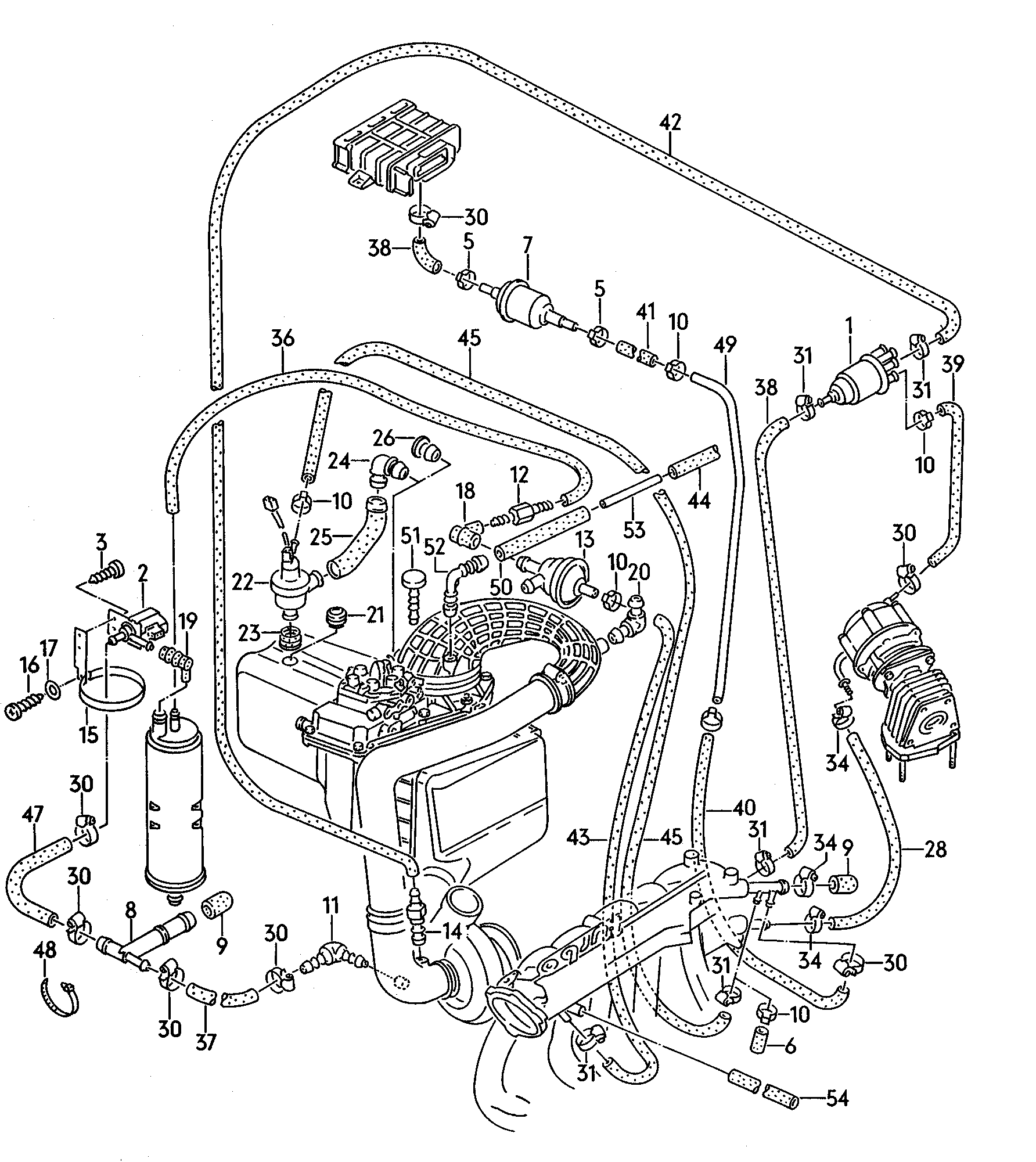 Unterdruckanlage; Aktivkohlefilteranlage - Audi 100/Avant(A100)  