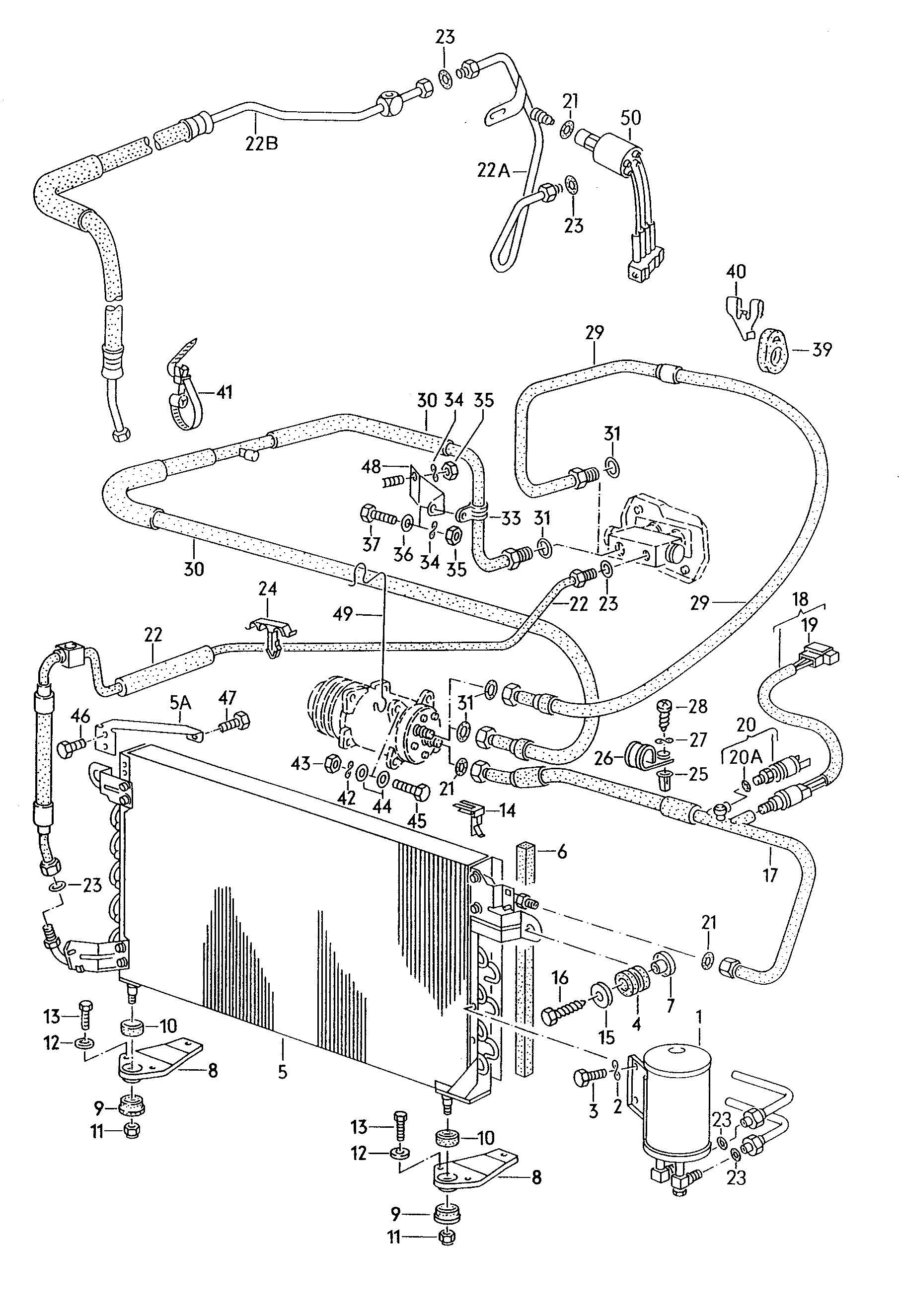 circuit de refrigerant; condenseur de climatiseur - Golf(GO)  