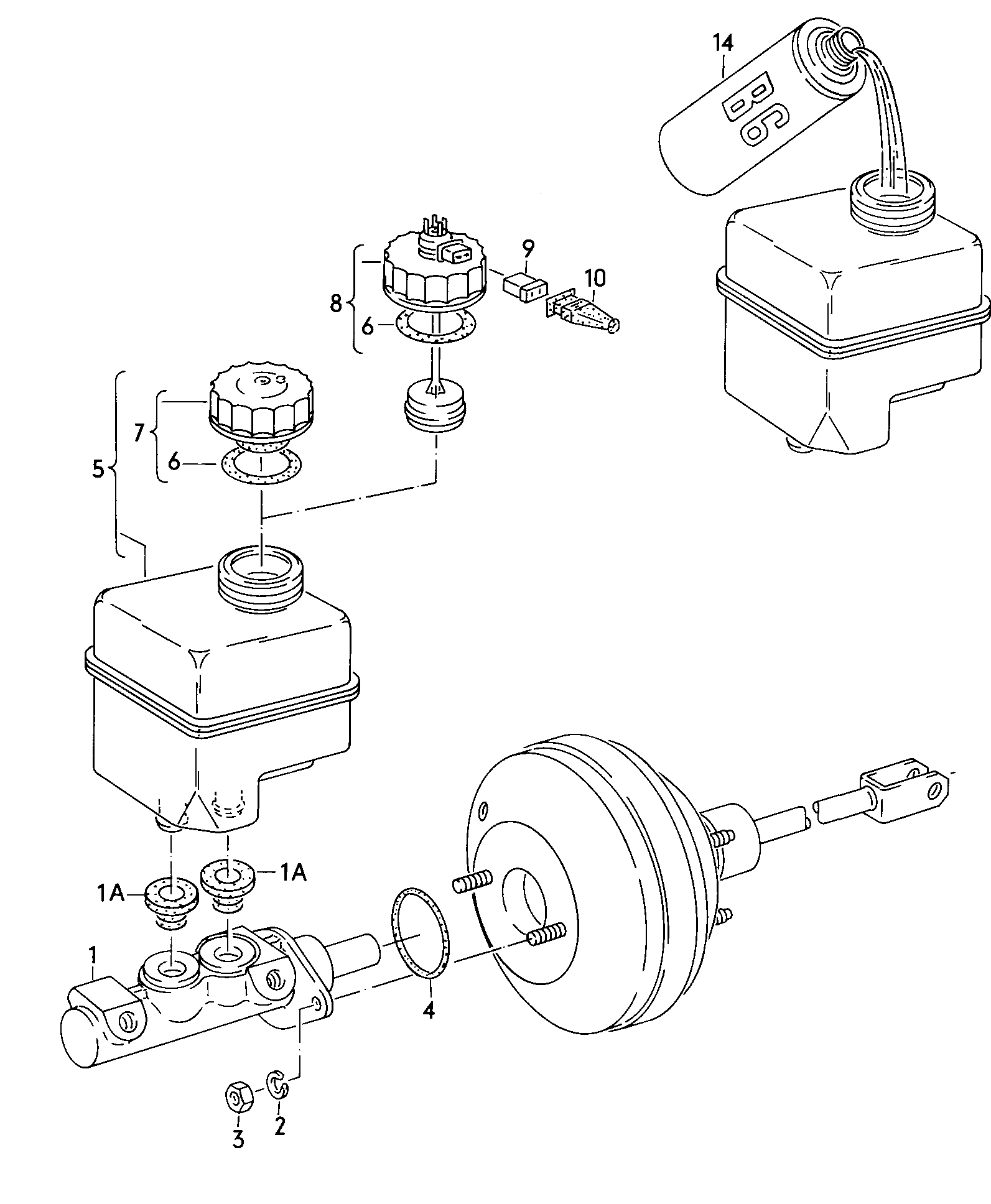 brake master cylinder; reservoir - Golf(GO)  