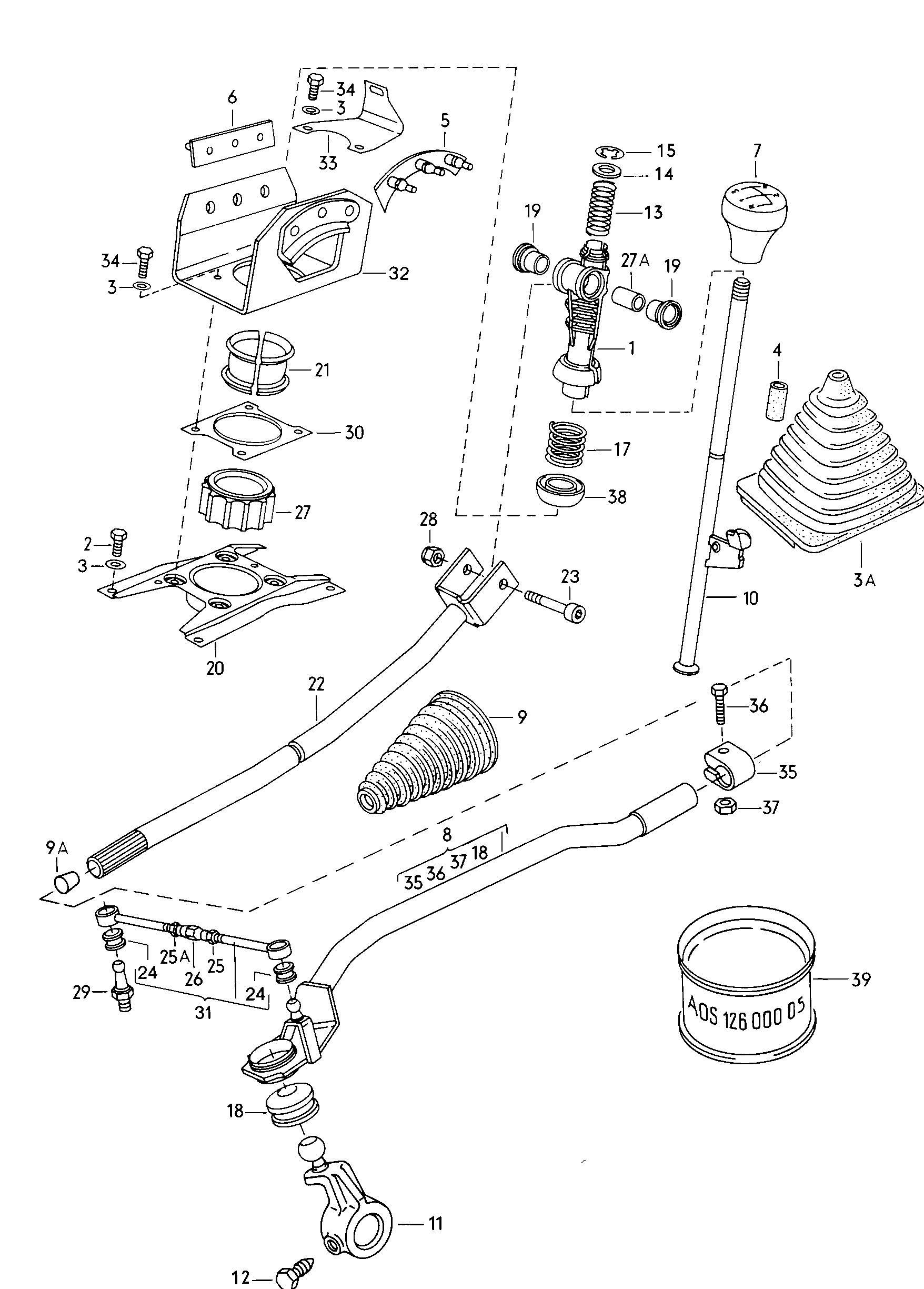 Механизм переключения; для механической КП - Audi 100/Avant(A100)  