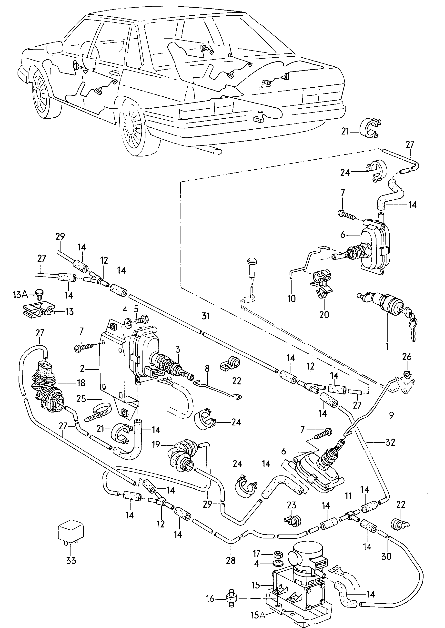 中央锁闭系统 - Audi 200(A200)  