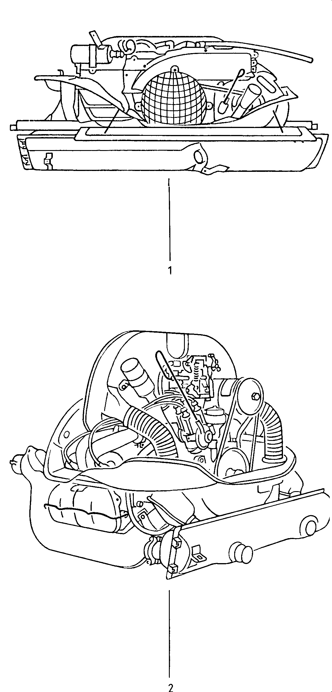 Rumpfmotor mit Kurbelwelle,
Kolben, Zylinderkopf ... - Type 2(T2)  