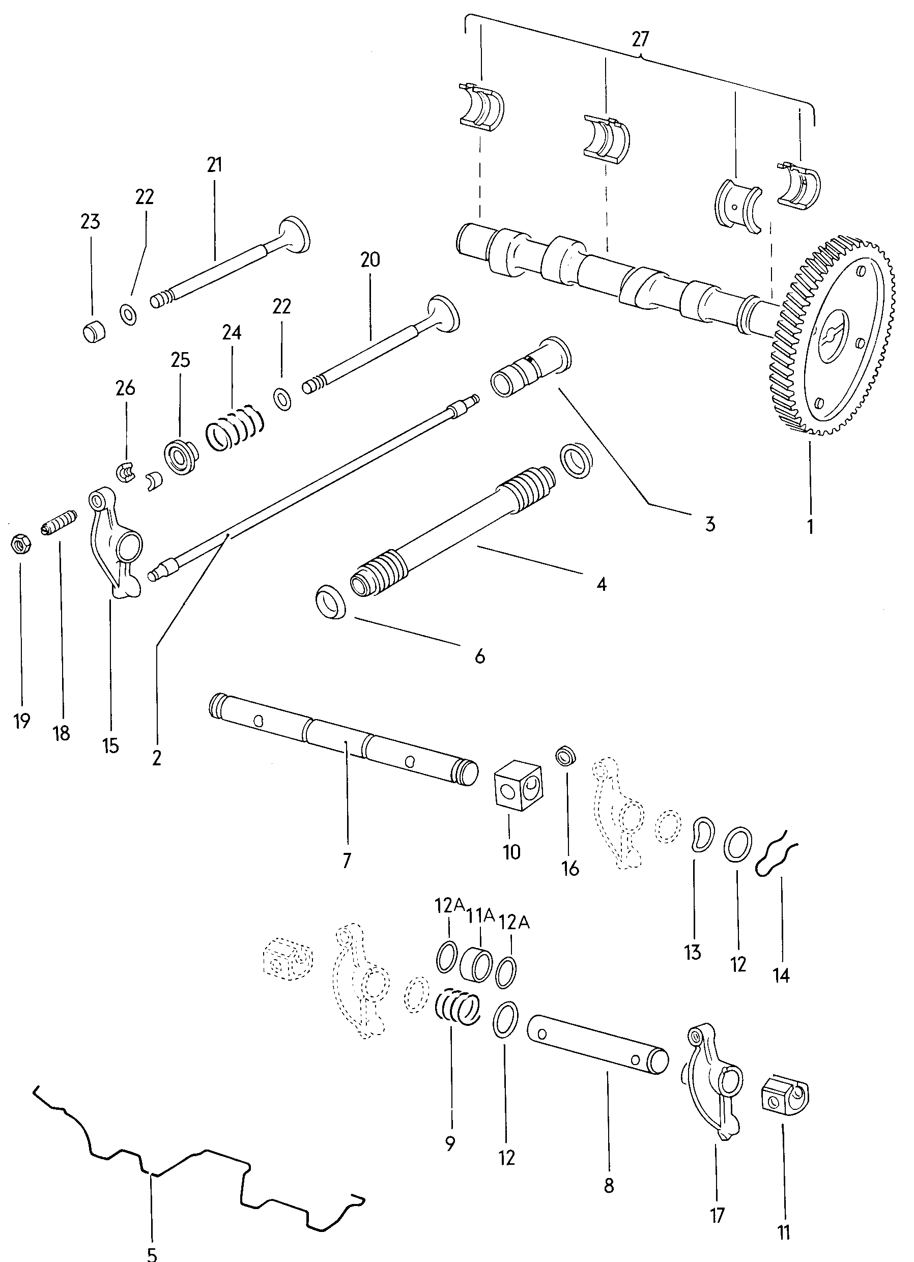 Nockenwelle, Ventile; Schwinghebel - Type 2(T2)  