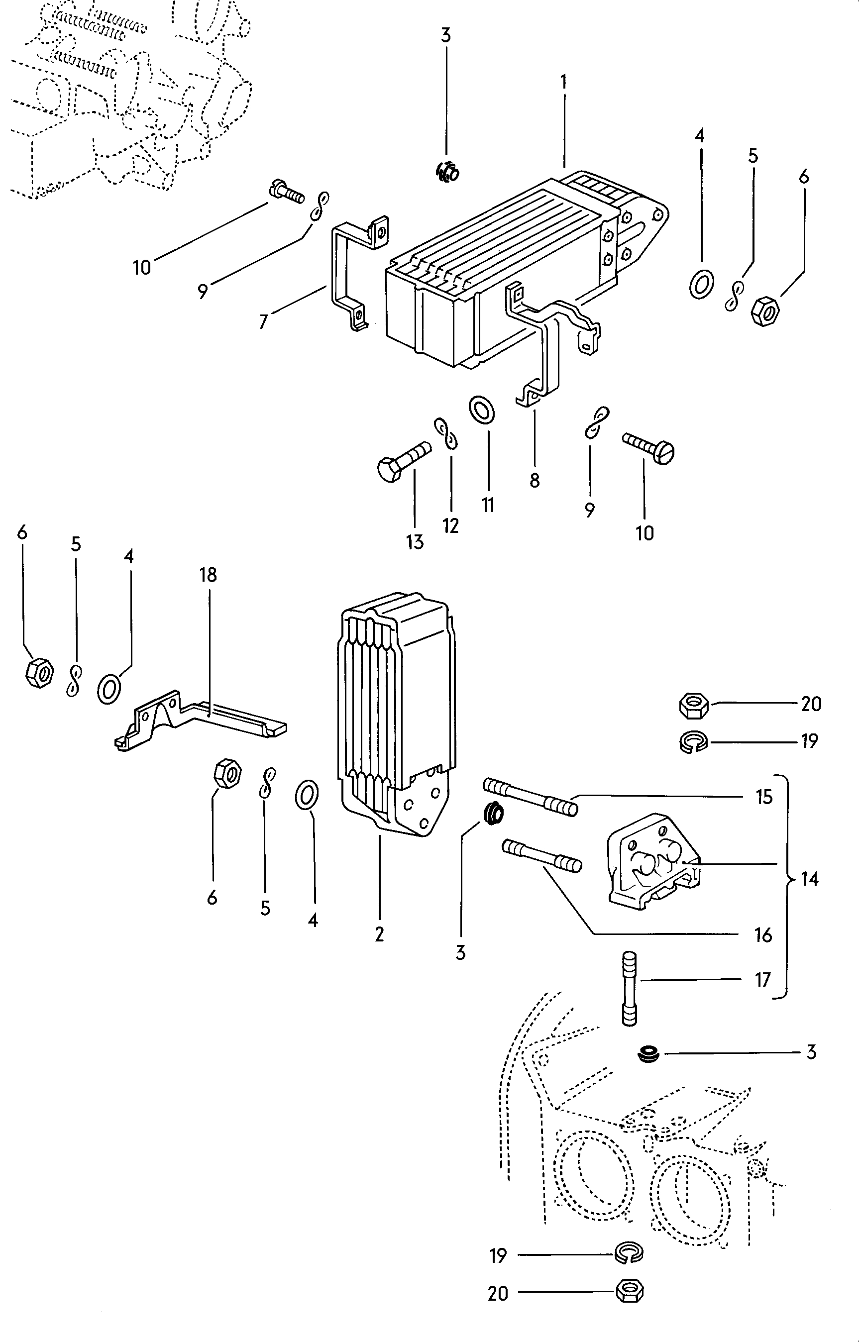 Pадиатор, масляный; Промежуточный фланец - Typ 2/syncro(T2)  