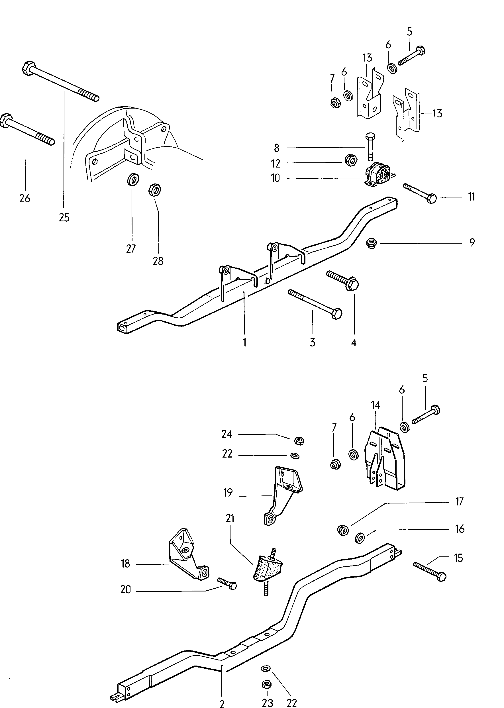 securing parts for engine - Typ 2/syncro(T2)  