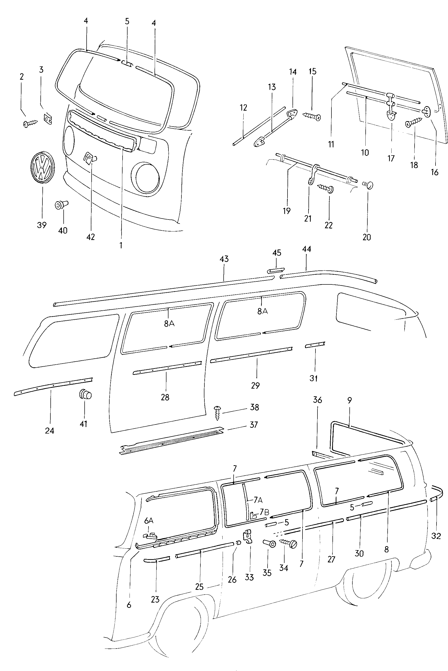 Zierleisten; Fensterschutzrohr; VW-Zeichen - Typ 2/syncro(T2)  