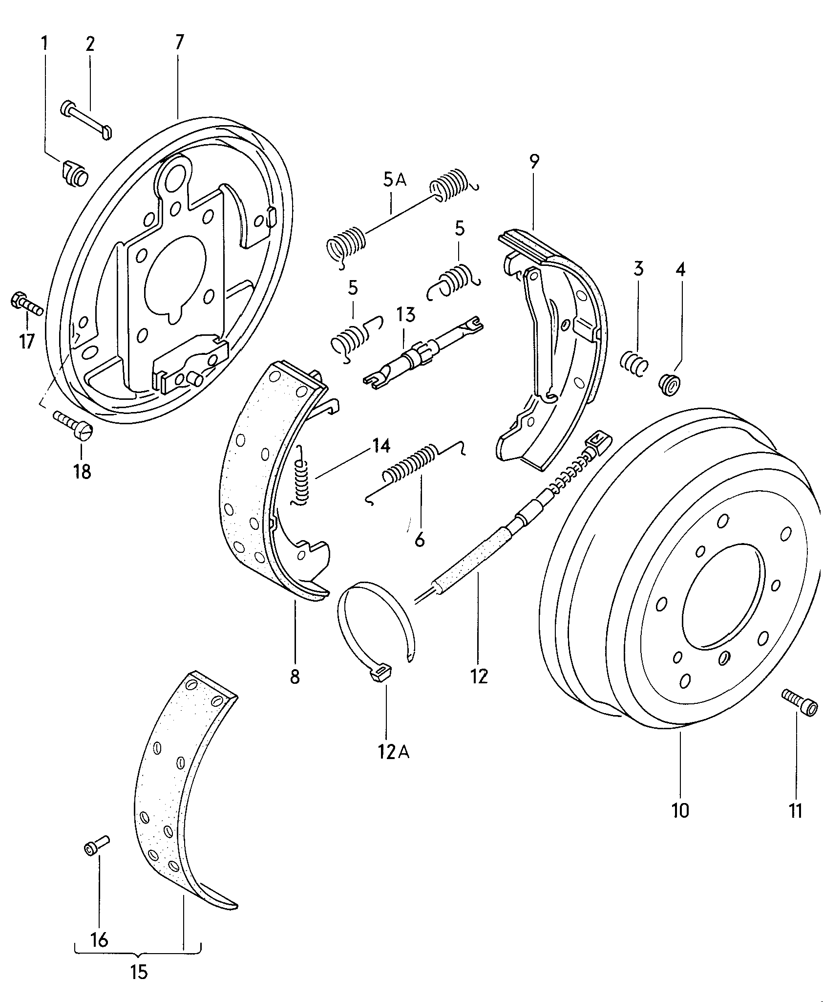 Bremstraeger; Bremsbacke mit Belag; Bremszug - LT, LT 4x4(LT)  