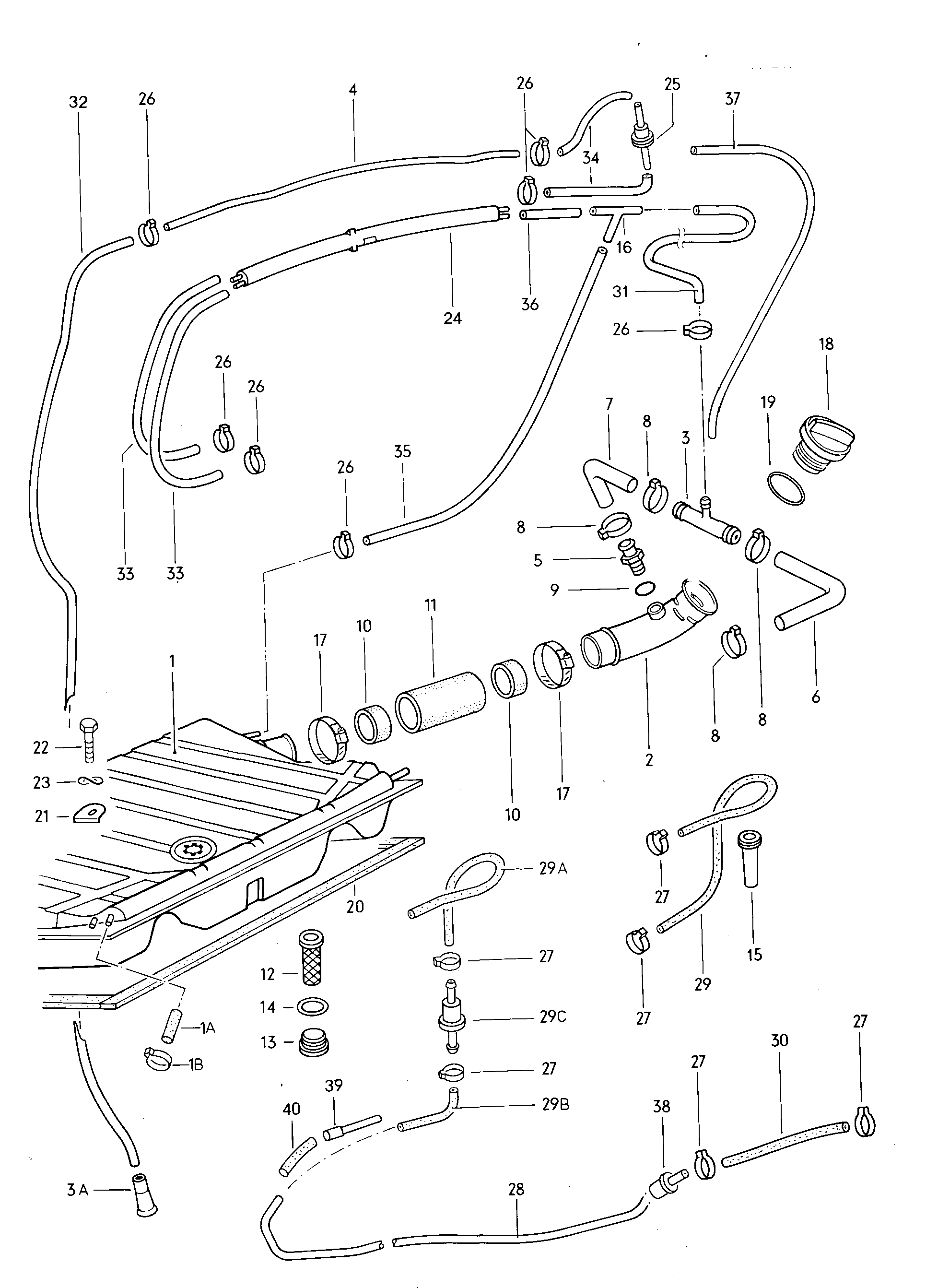 GT Fuel Tank System diagram - Classic Alfa