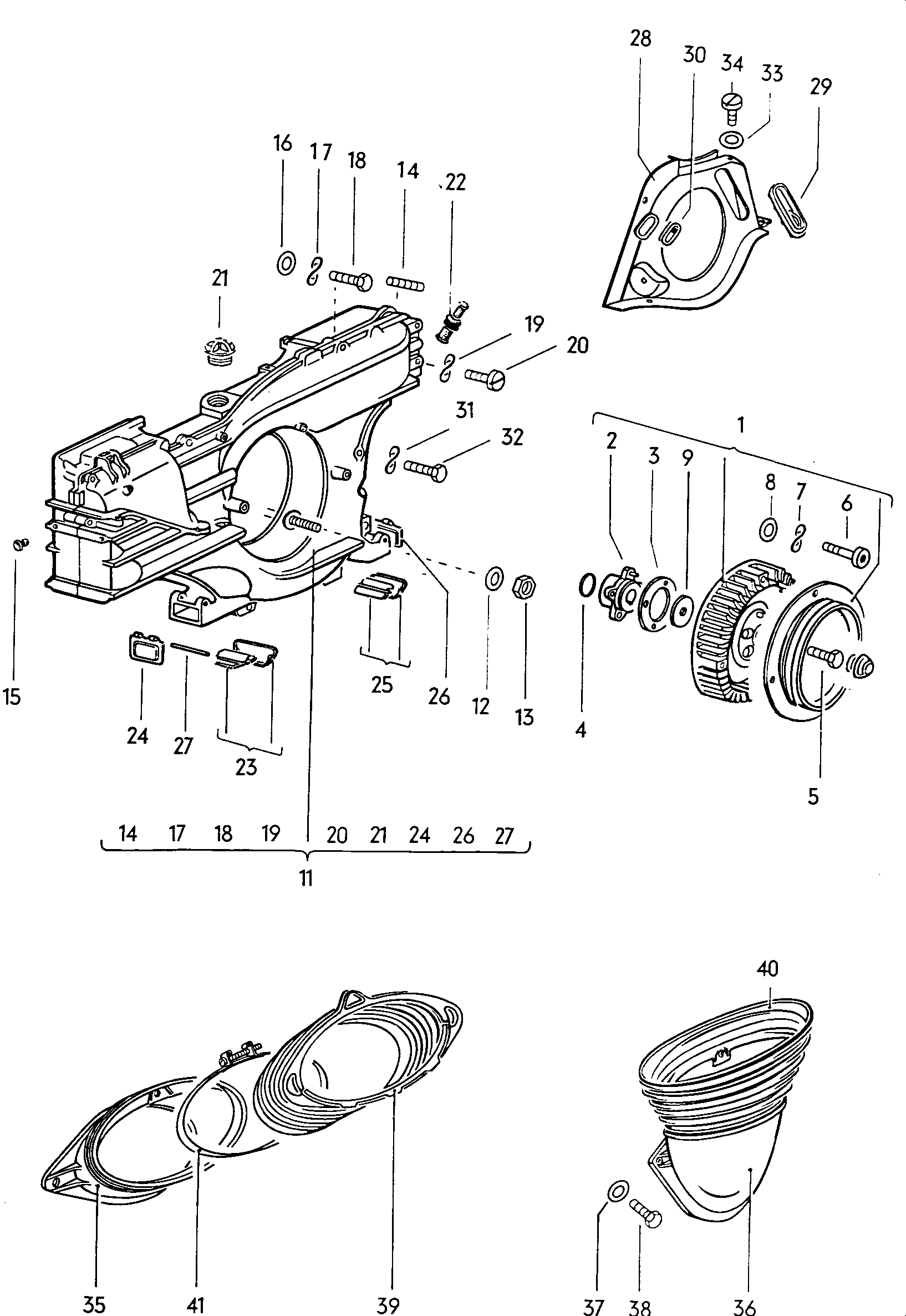 Kuehlgeblaesegehaeuse; Kuehlgeblaeserad - Typ 3, Typ 4, K70(T3)  