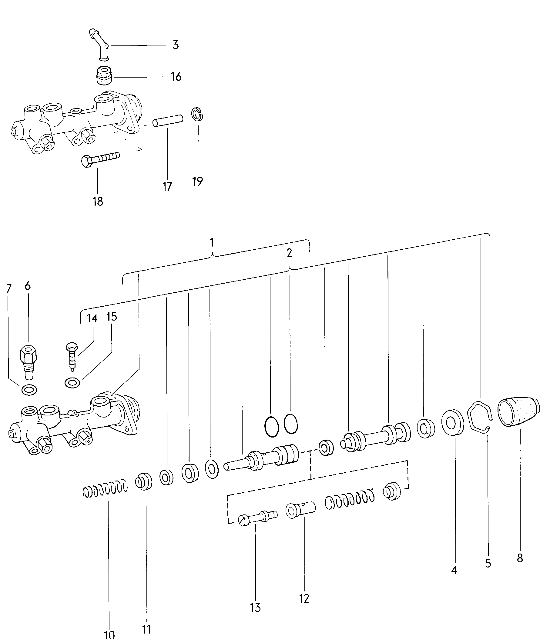 brake master cylinder Mod.181 / Iltis (ILT) 1970 Volkswagen Model 40000