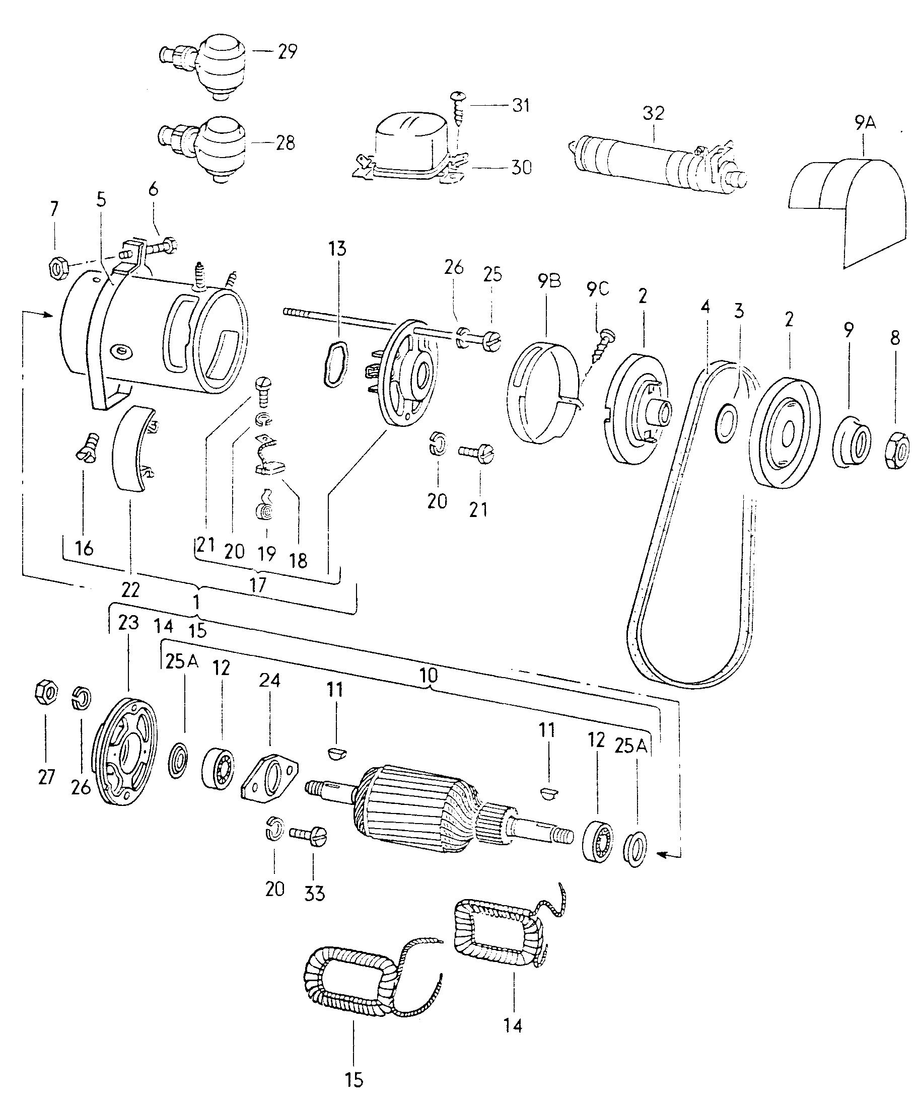Lichtmaschine; Einzelteile - Typ 2/syncro(T2)  