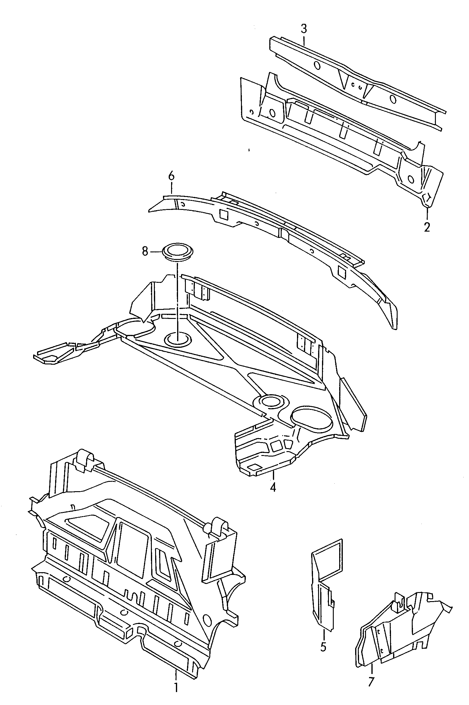 Abschlussblech hinten; Verdeckkasten; Rueckwand - Audi Cabriolet(ACA)  