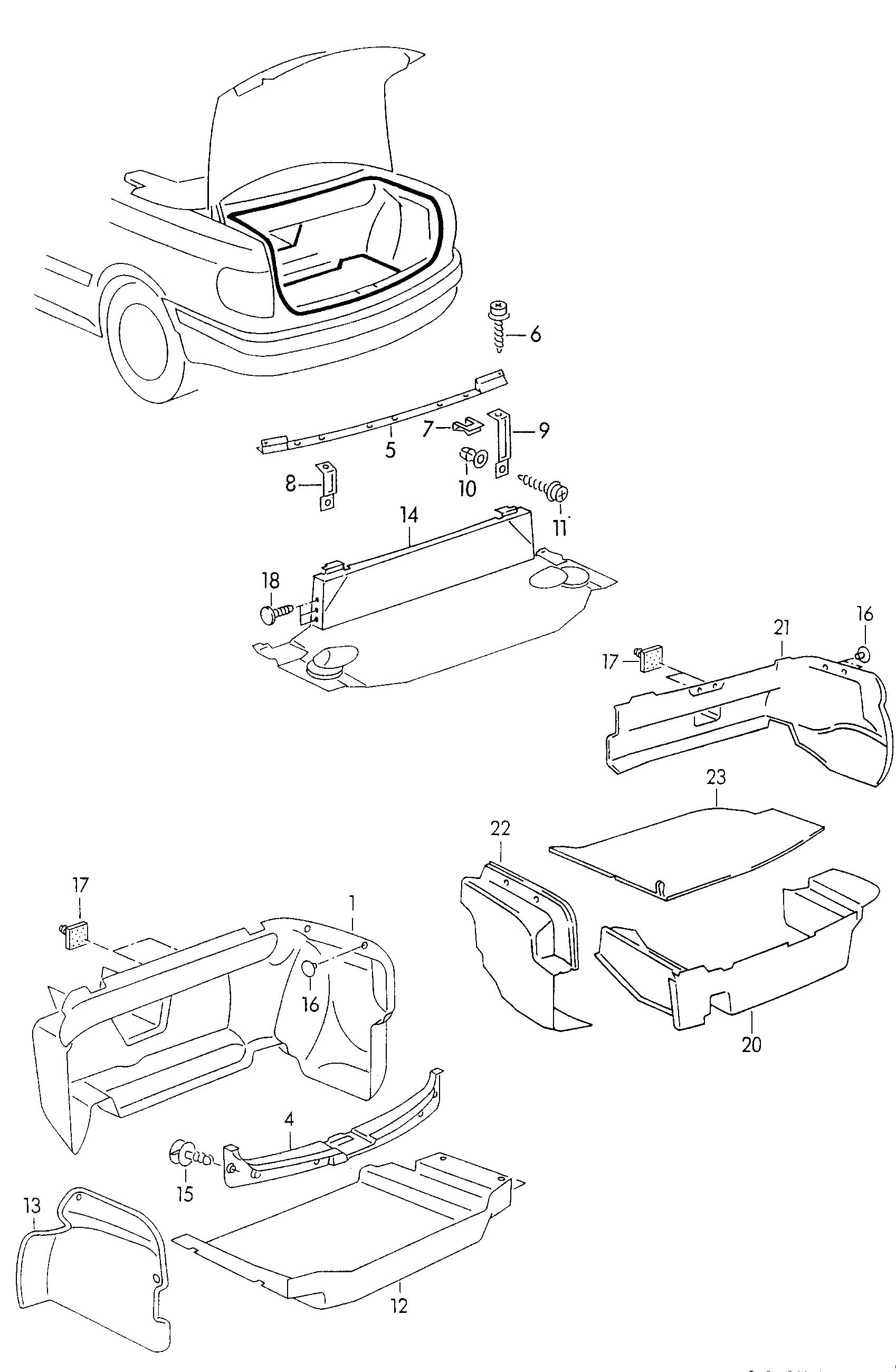 Kofferraumverkleidung; Verdeckkasten - Audi Cabriolet(ACA)  
