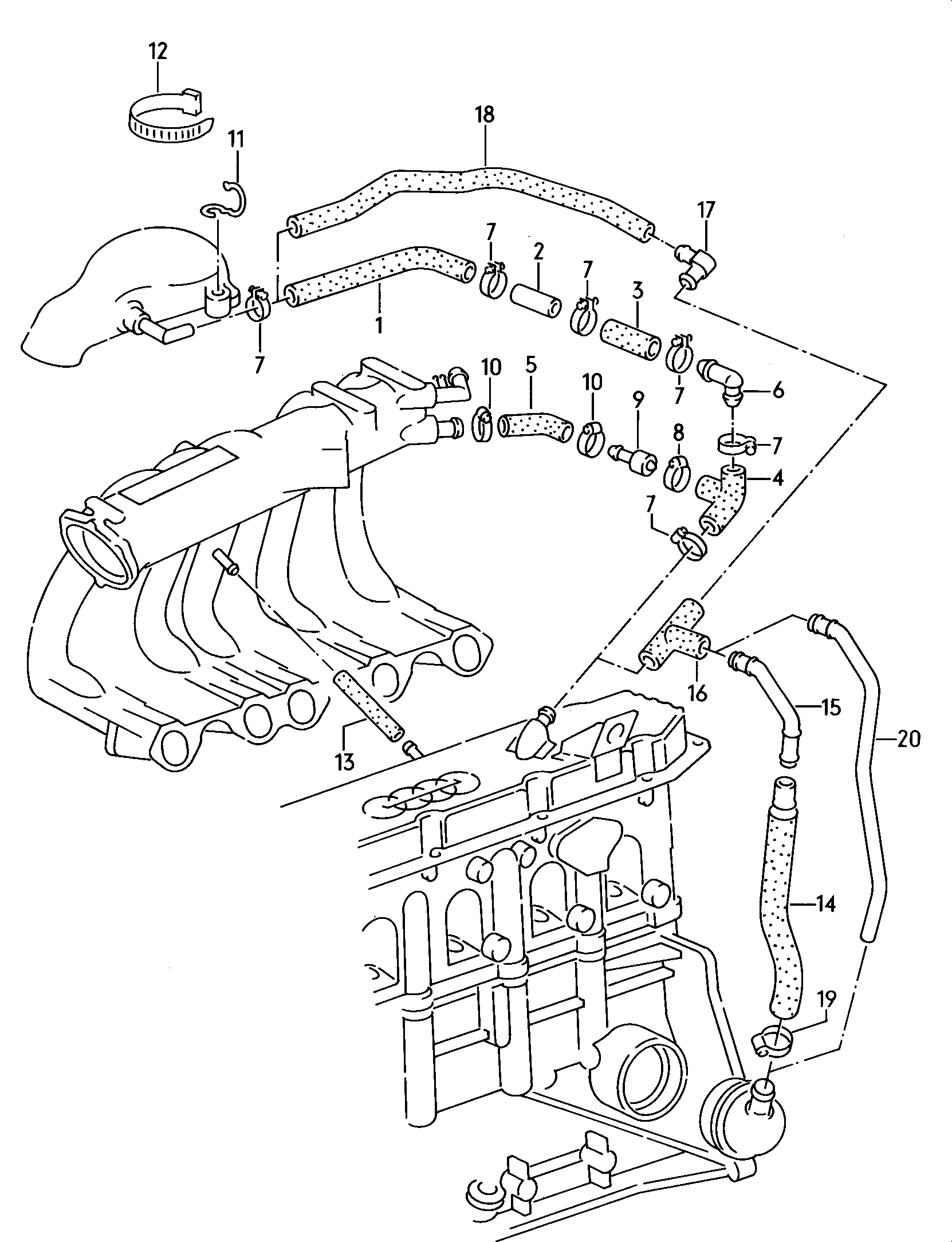 onderdrukslangen; kleppenhuis; ontluchtingsventiel - Audi quattro(QUAT)  