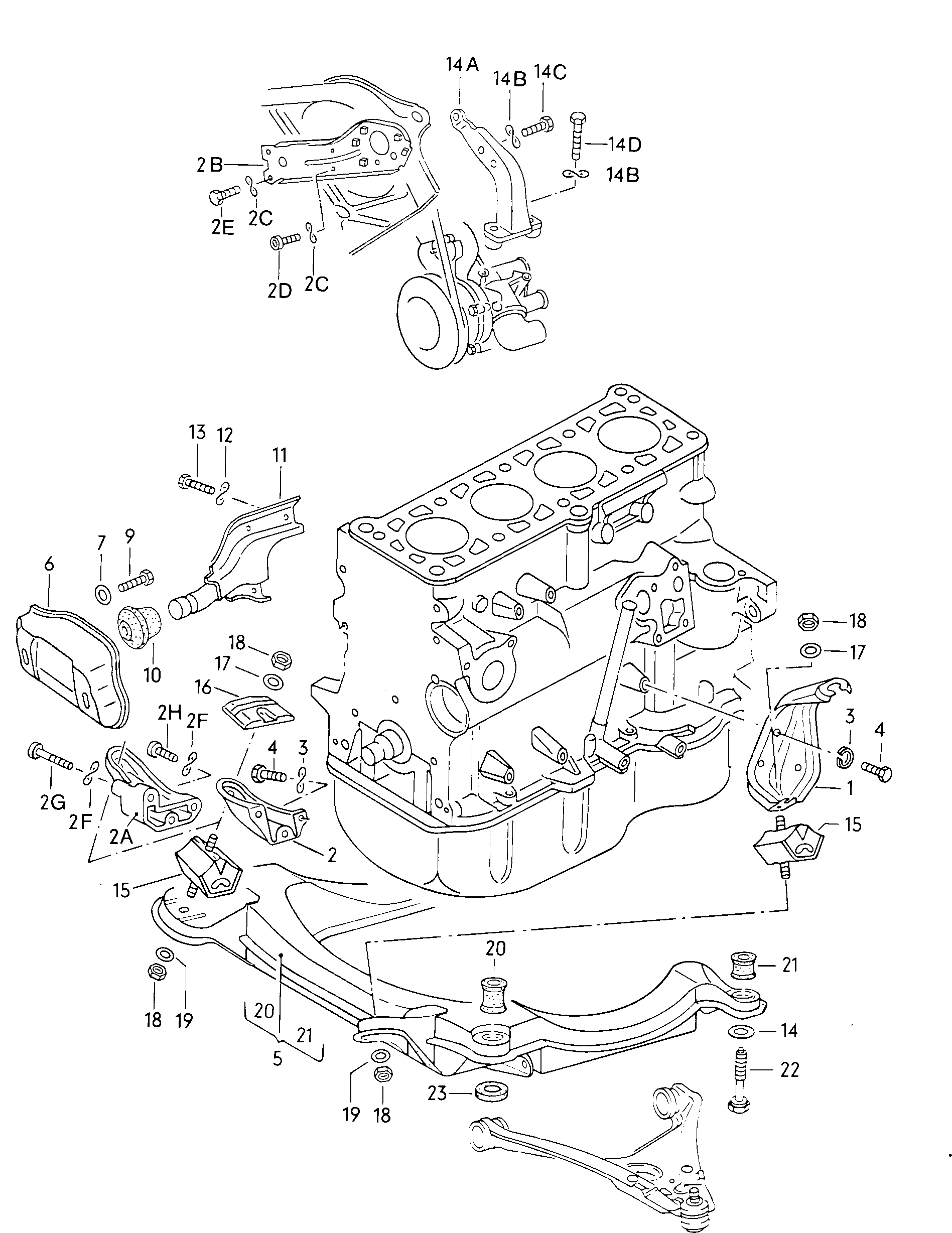 pieces de fixation p. moteur - Audi 80/90/Avant(A80)  