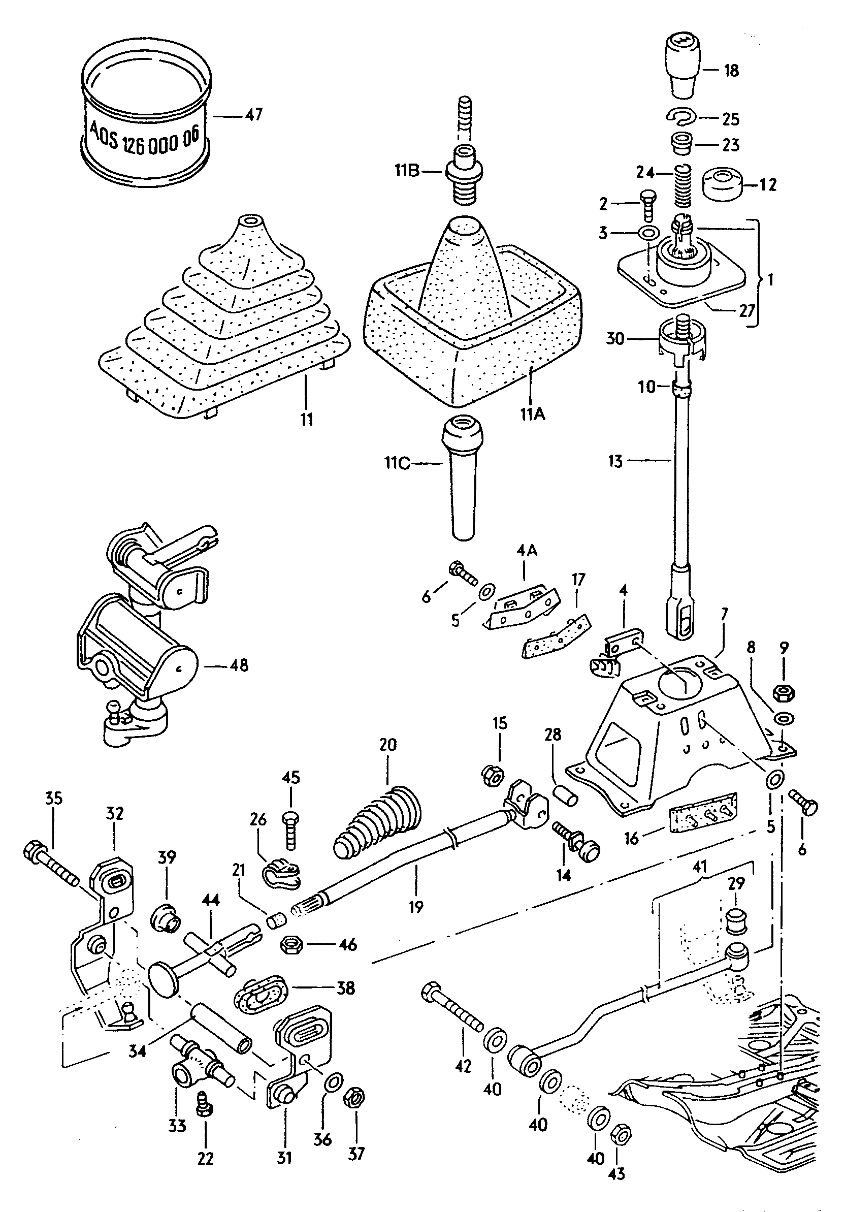 シフトメカニズム; マニュアルGEARBOX用 - Audi 4000(A40)  