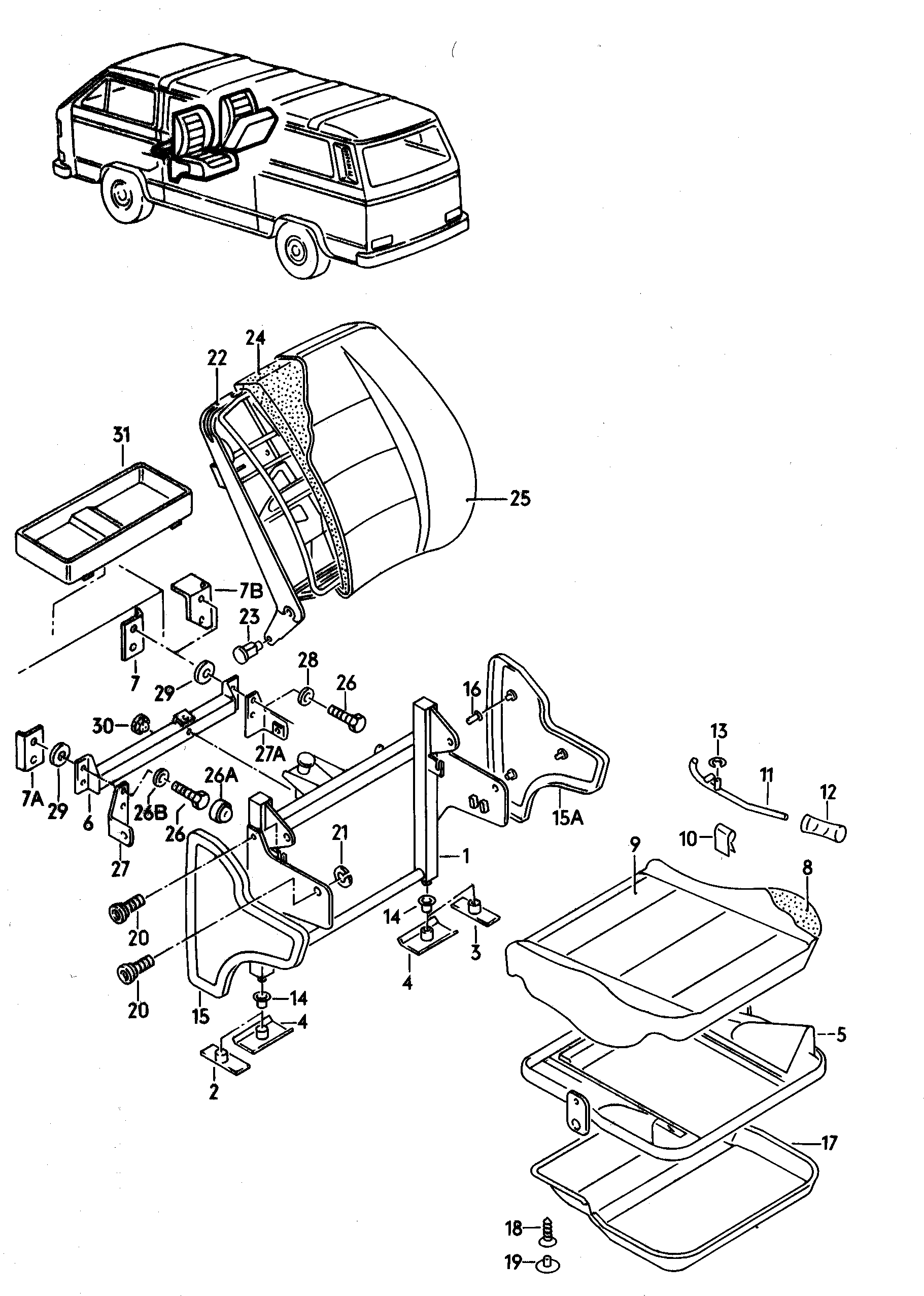 klapstoel in passagiersruimte - Typ 2/syncro(T2)  