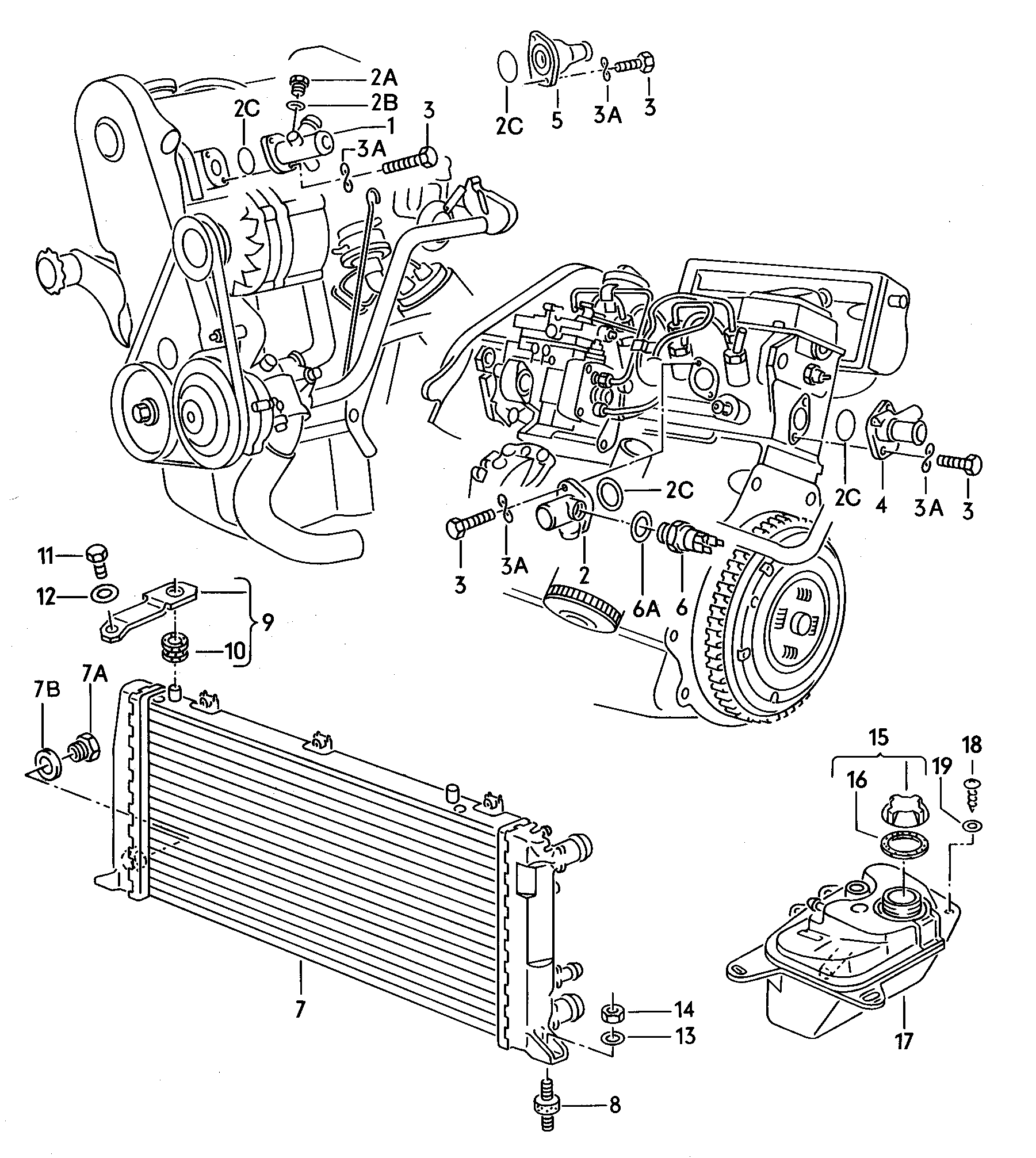 chlodnica wody; zbiorniczek wyrownawczy; kolnierz - Audi 80/90/Avant(A80)  