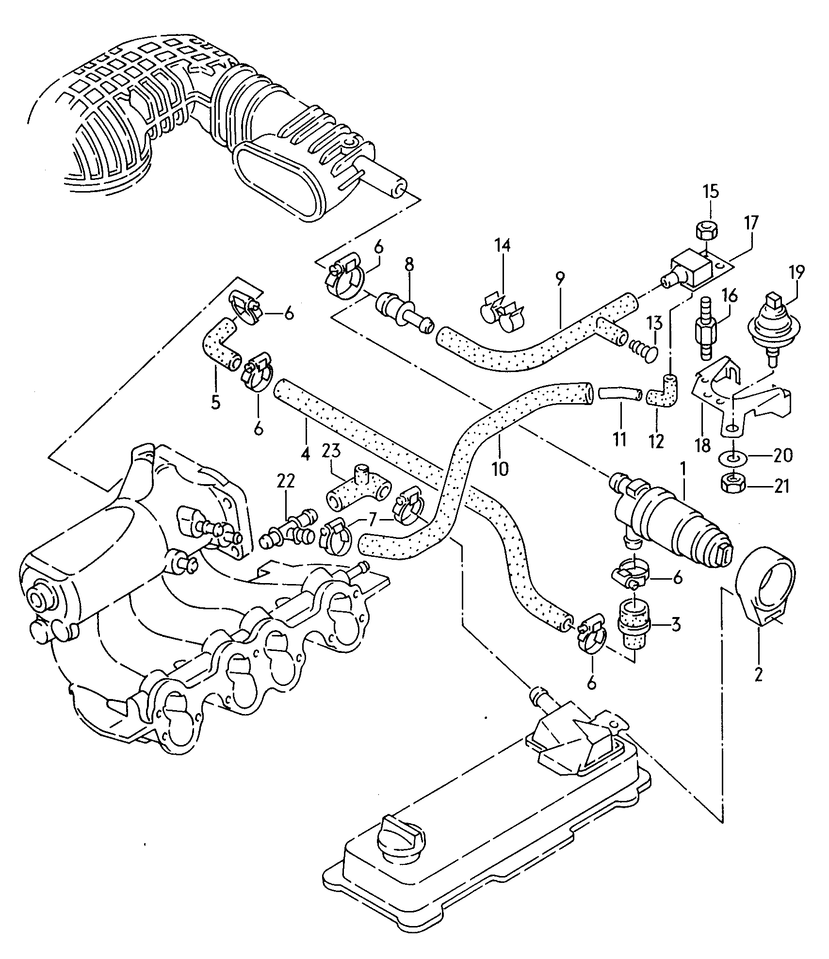 vacuum system; control valve - Audi 80/90/Avant(A80)  