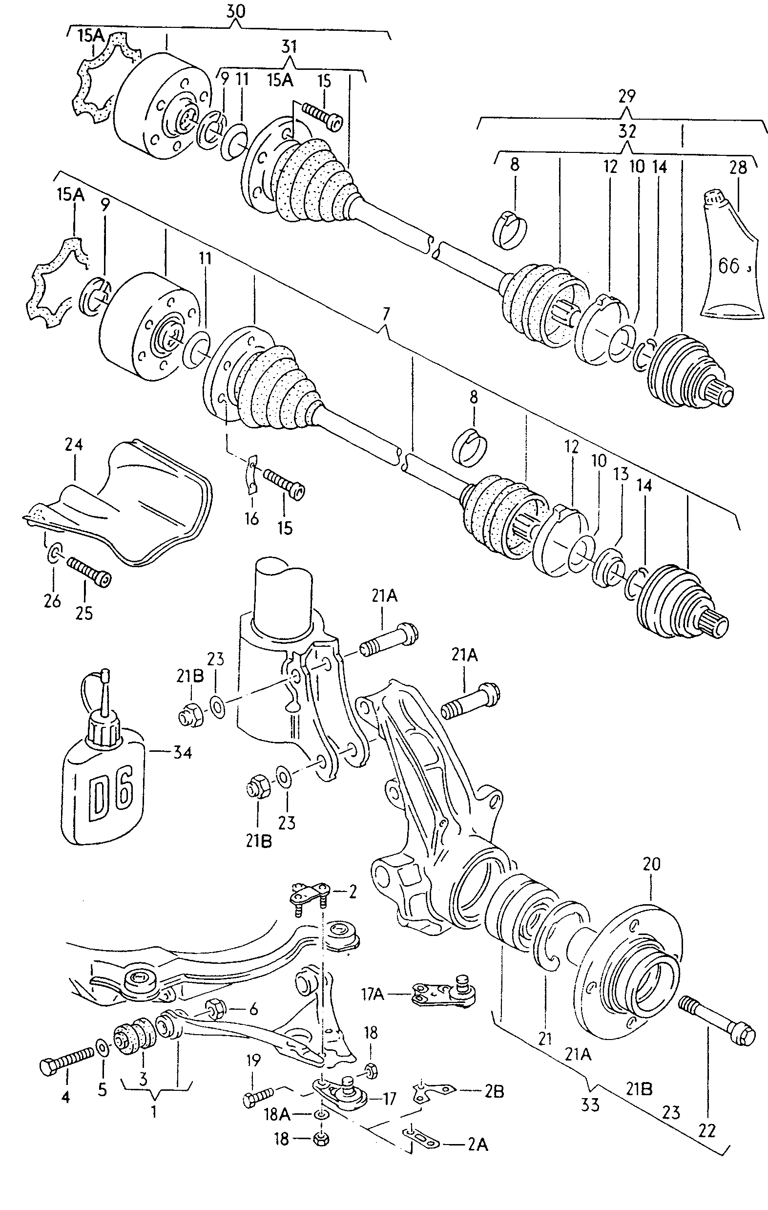 rameno; kloubovy hridel; F 89-J-351 001>>;  - Audi 80/90 quattro(A80Q)  