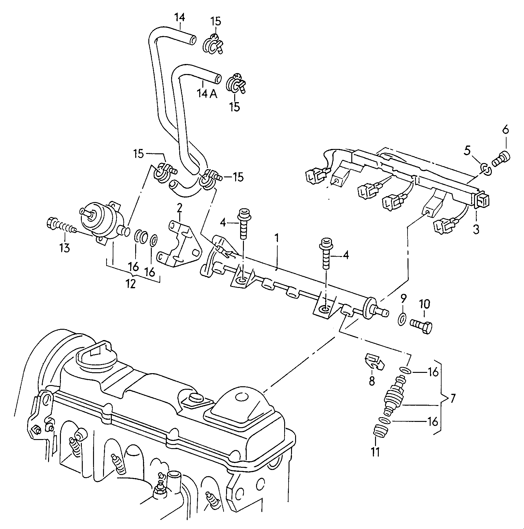 rozdelovac paliva; vstrikovaci ventil - Golf(GO)  