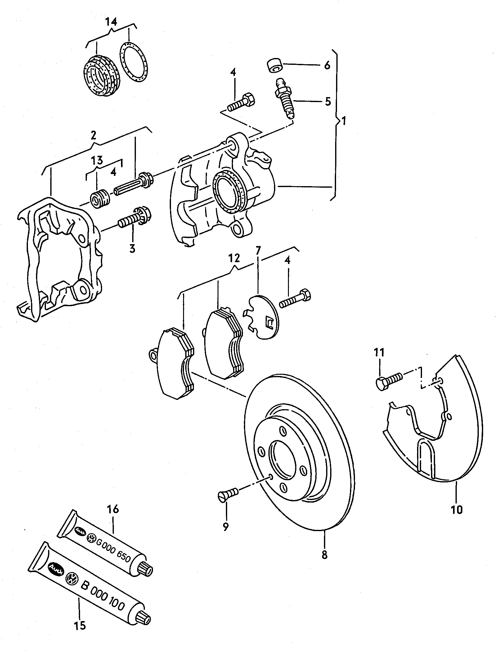 disc brake with caliper
mark ii; brake disc; F   ... - Passat/4Motion/Santana(PA)  