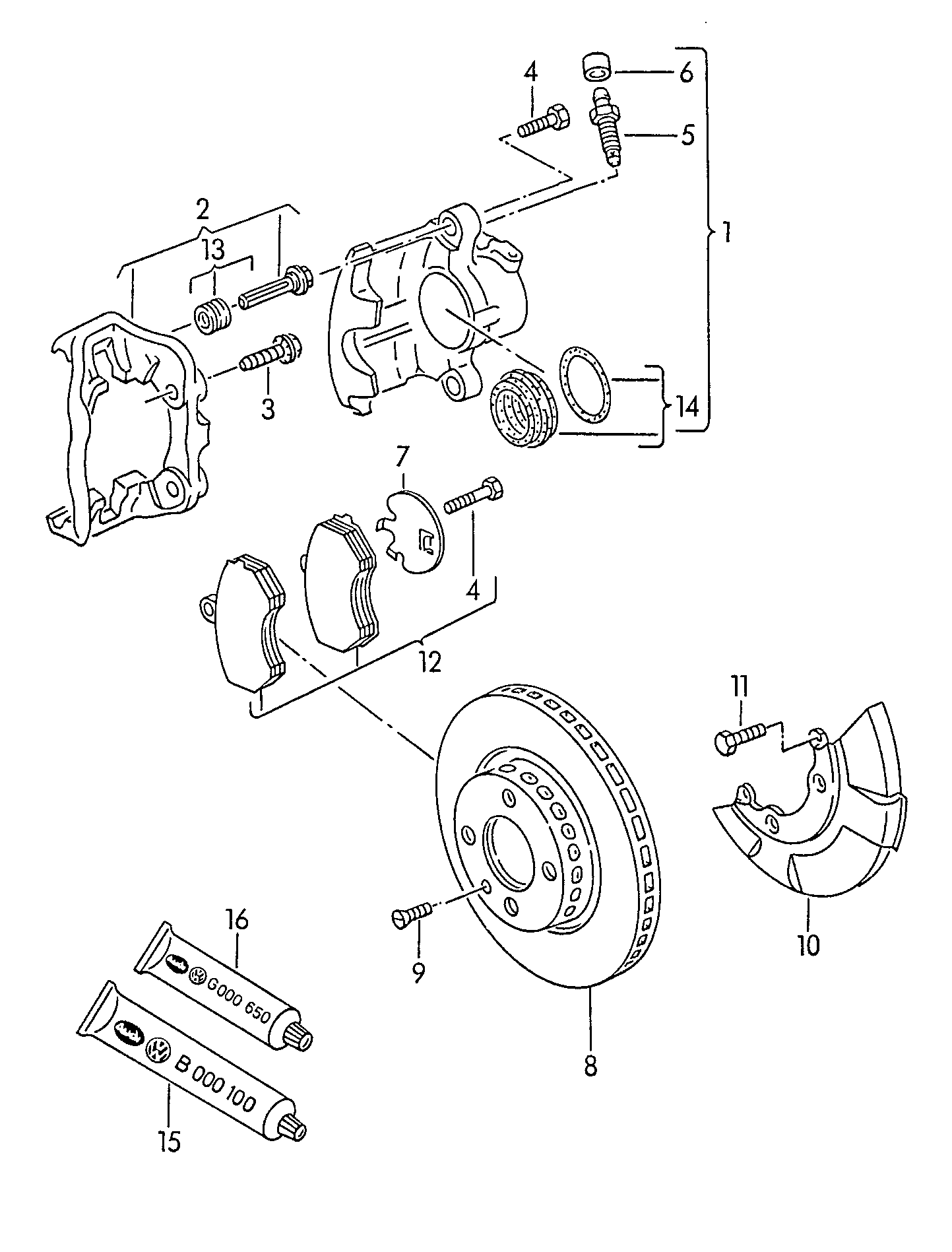 disc brake with caliper
mark ii; brake disc - Golf(GO)  