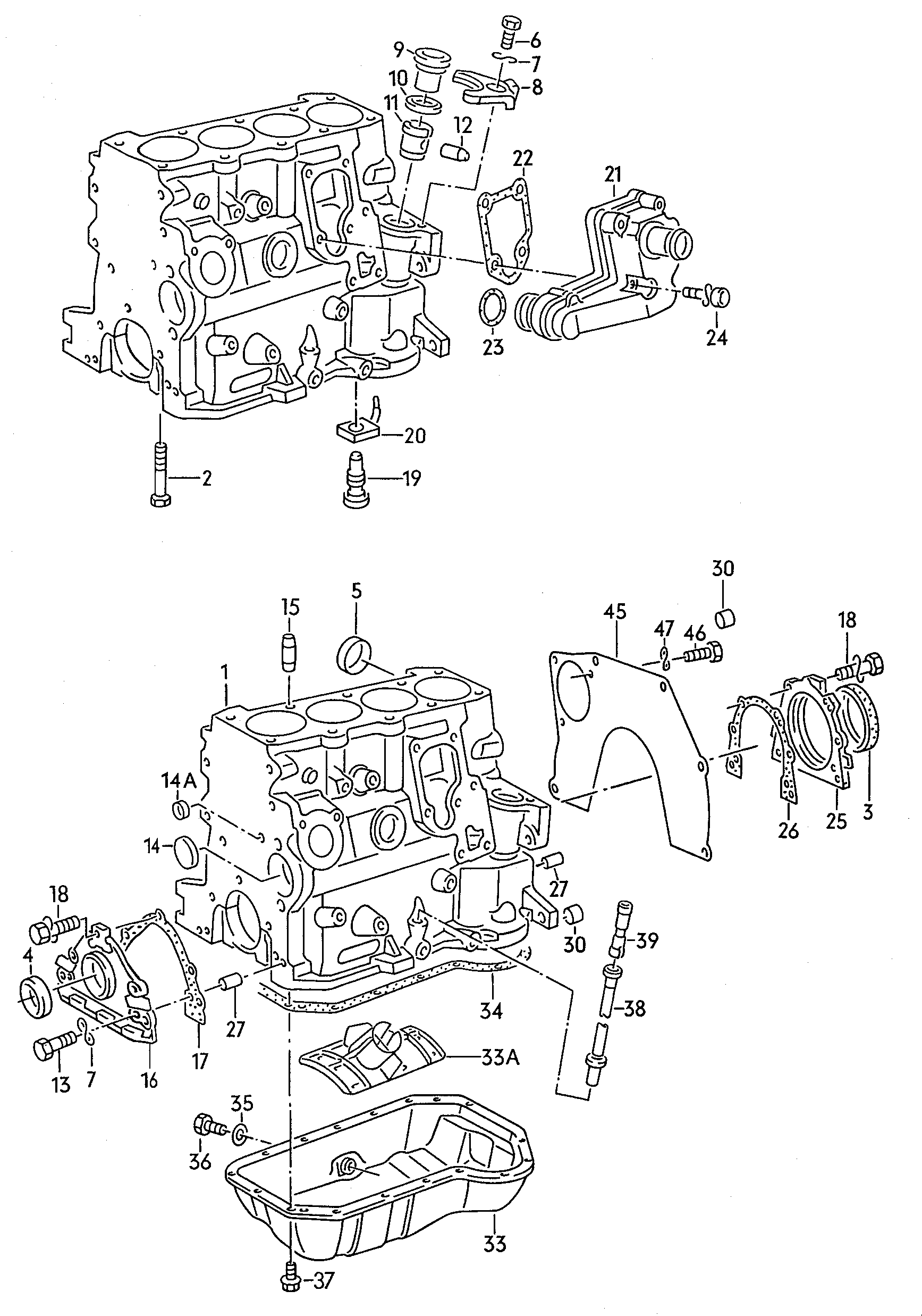 cylinder block with pistons - Audi 80/90/Avant(A80)  