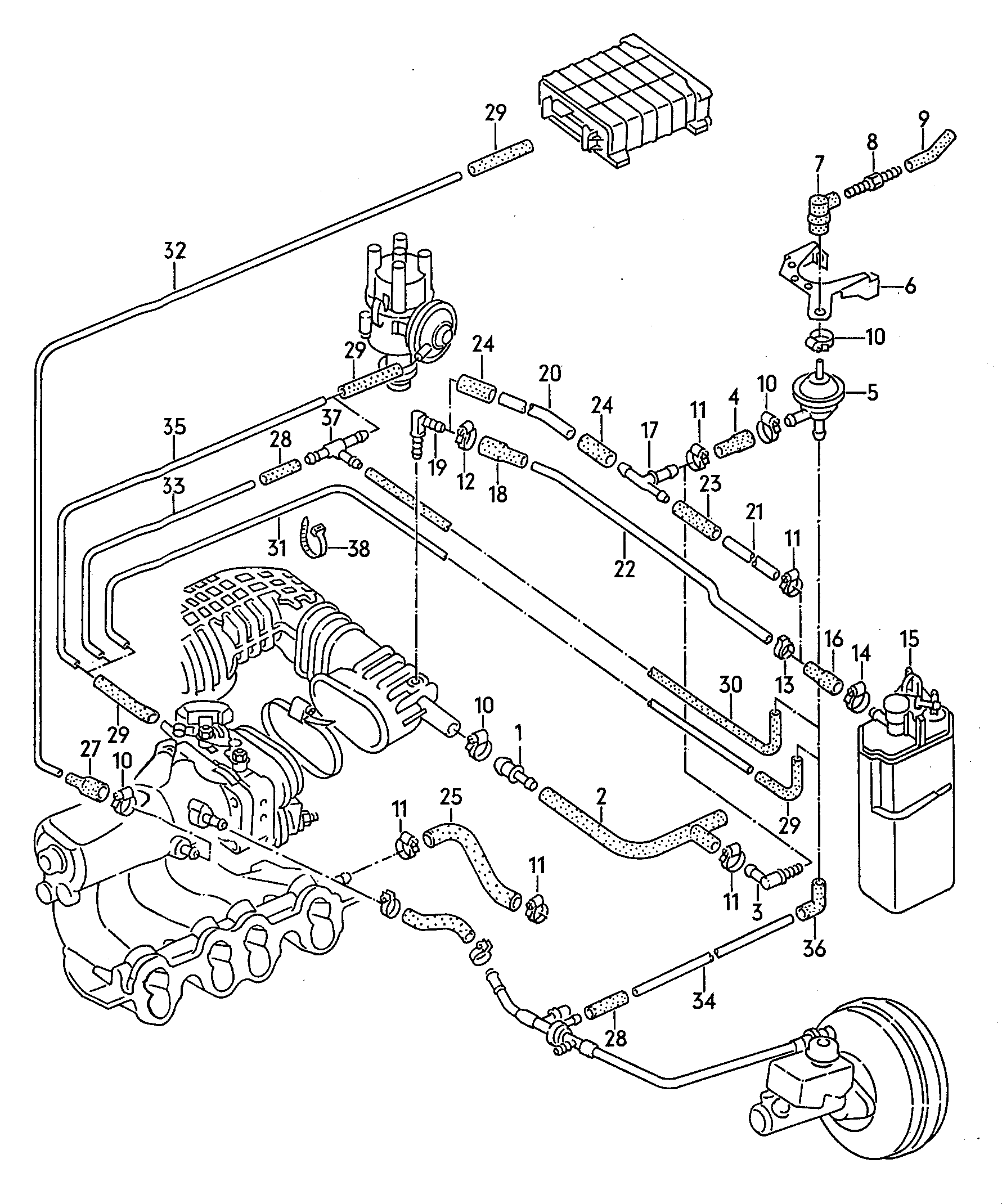 Unterdruckanlage; Aktivkohlefilteranlage - Audi 80/90/Avant(A80)  