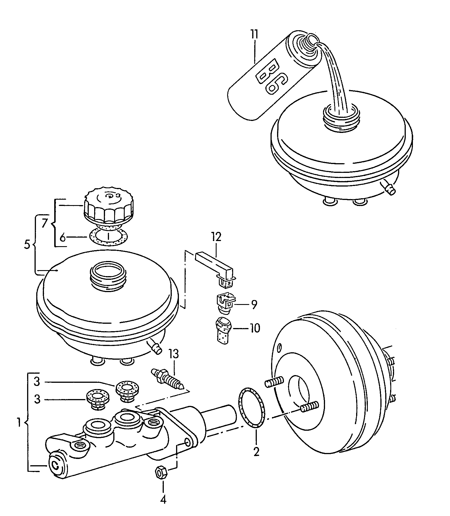 Tandem-Hauptbremszylinder; Ausgleichbehaelter - Audi 100/Avant(A100)  