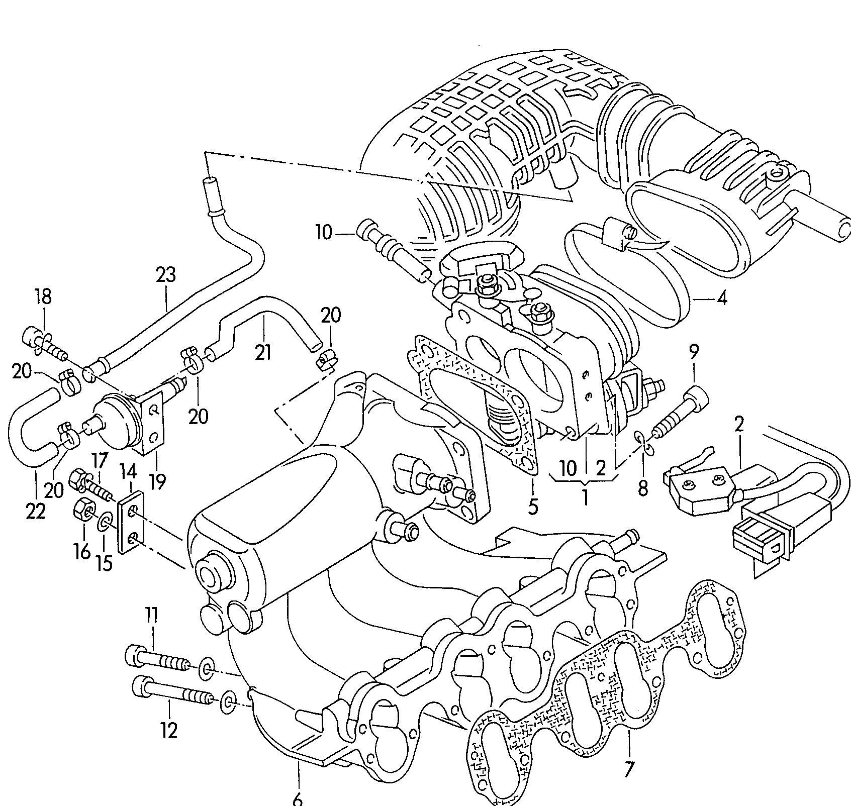 gasklephuis; inlaatspruitstuk; extra-luchtschuif - Audi 80/90/Avant(A80)  