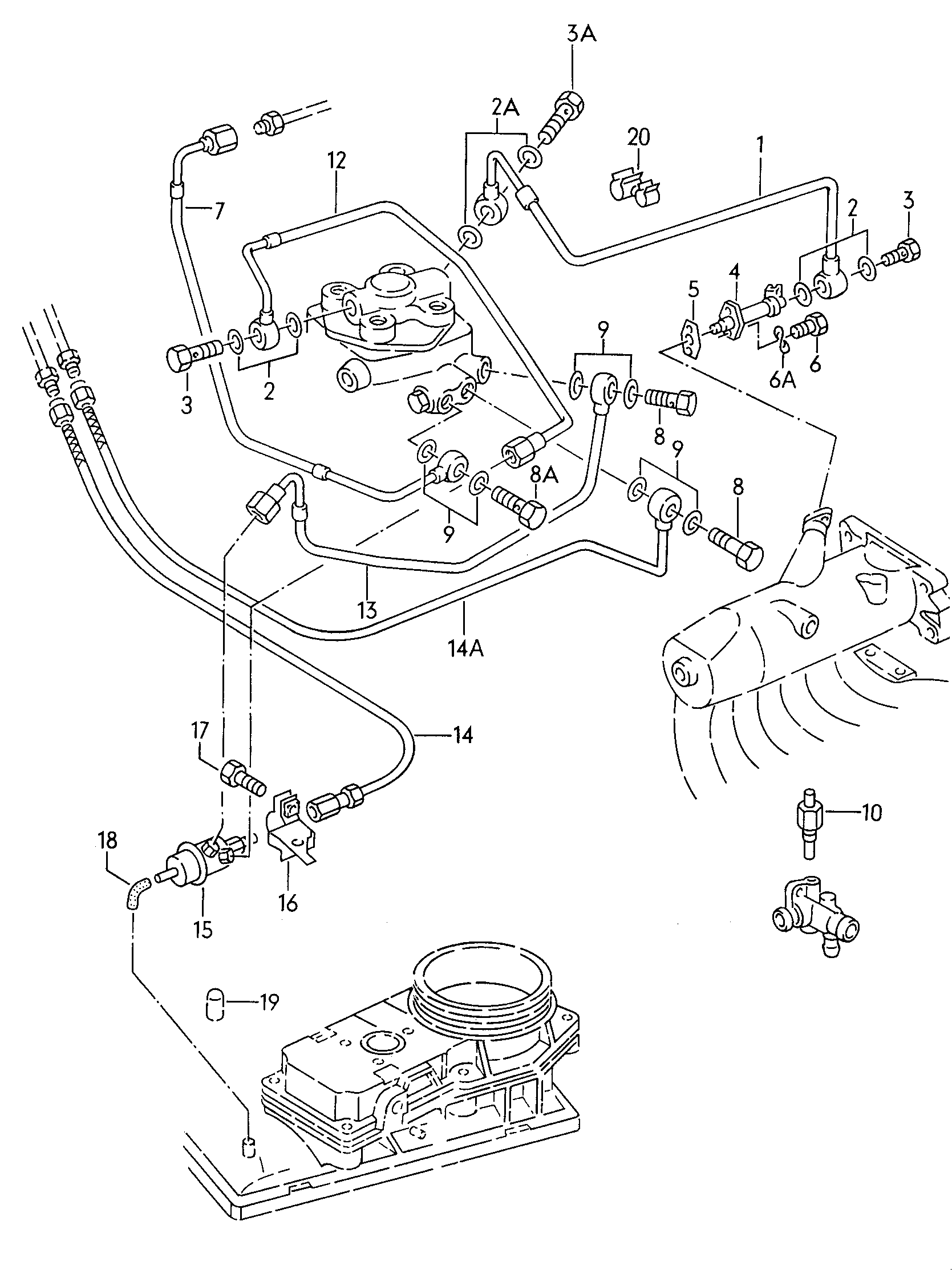 Startventil; Kraftstoffleitung; Druckregler - Audi 80/90/Avant(A80)  