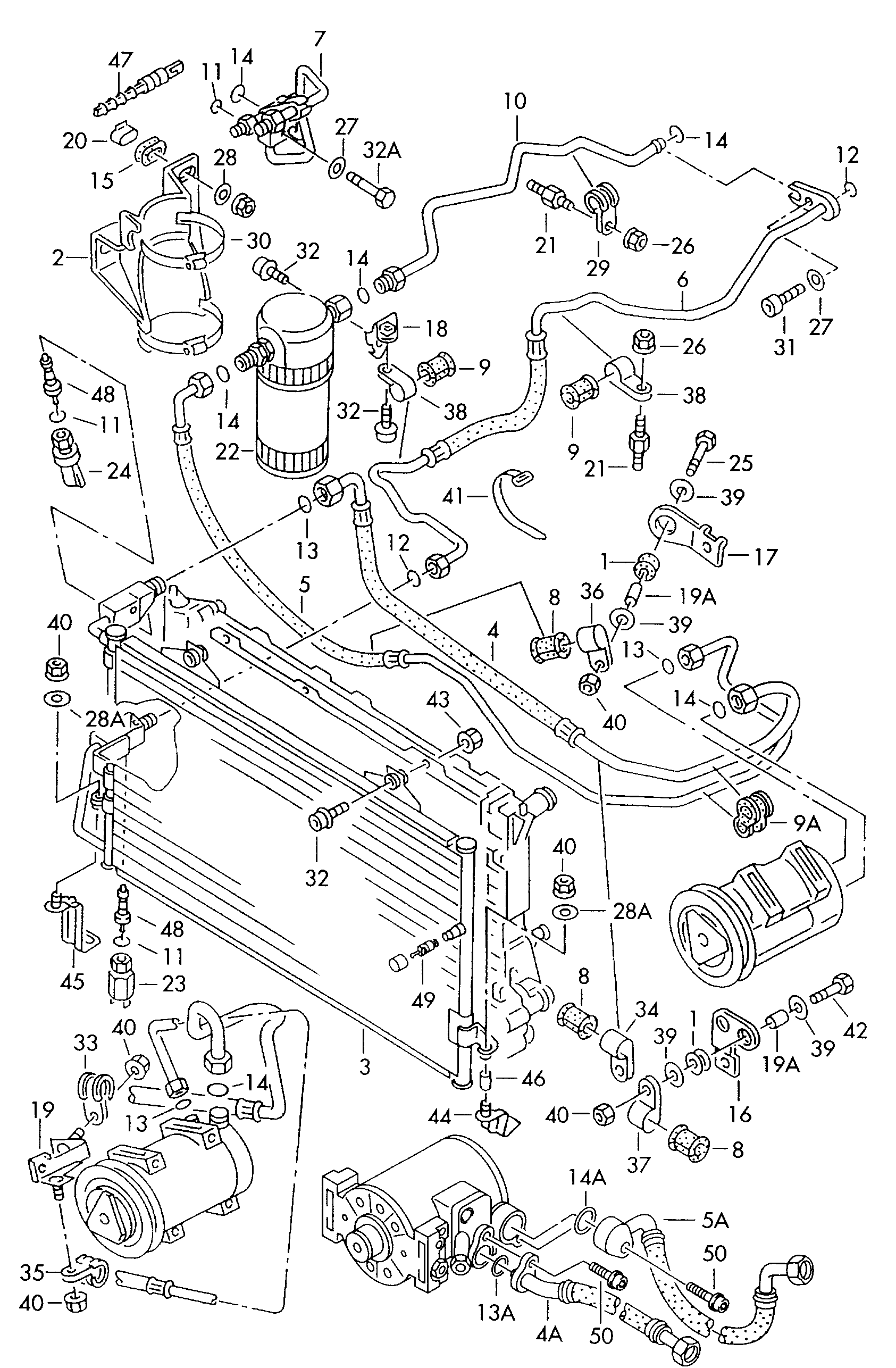 a/c condenser; fluid container with
connecting pa... - Audi Cabriolet(ACA)  