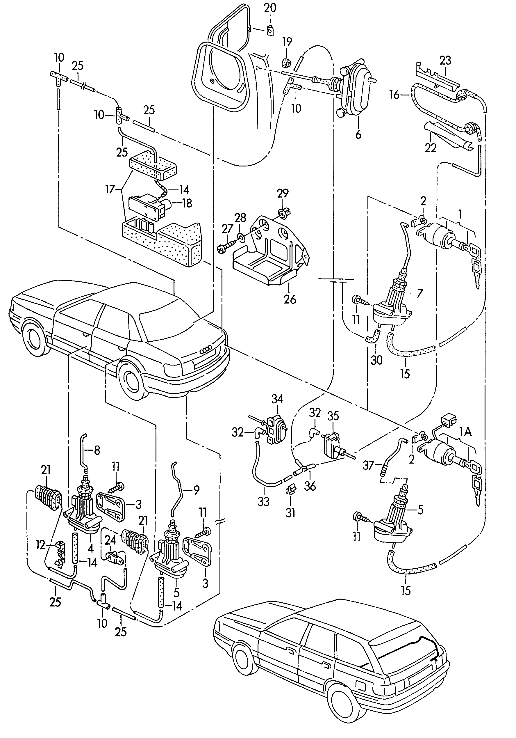 central locking system - Audi 80/90/Avant quattro(A80Q)  