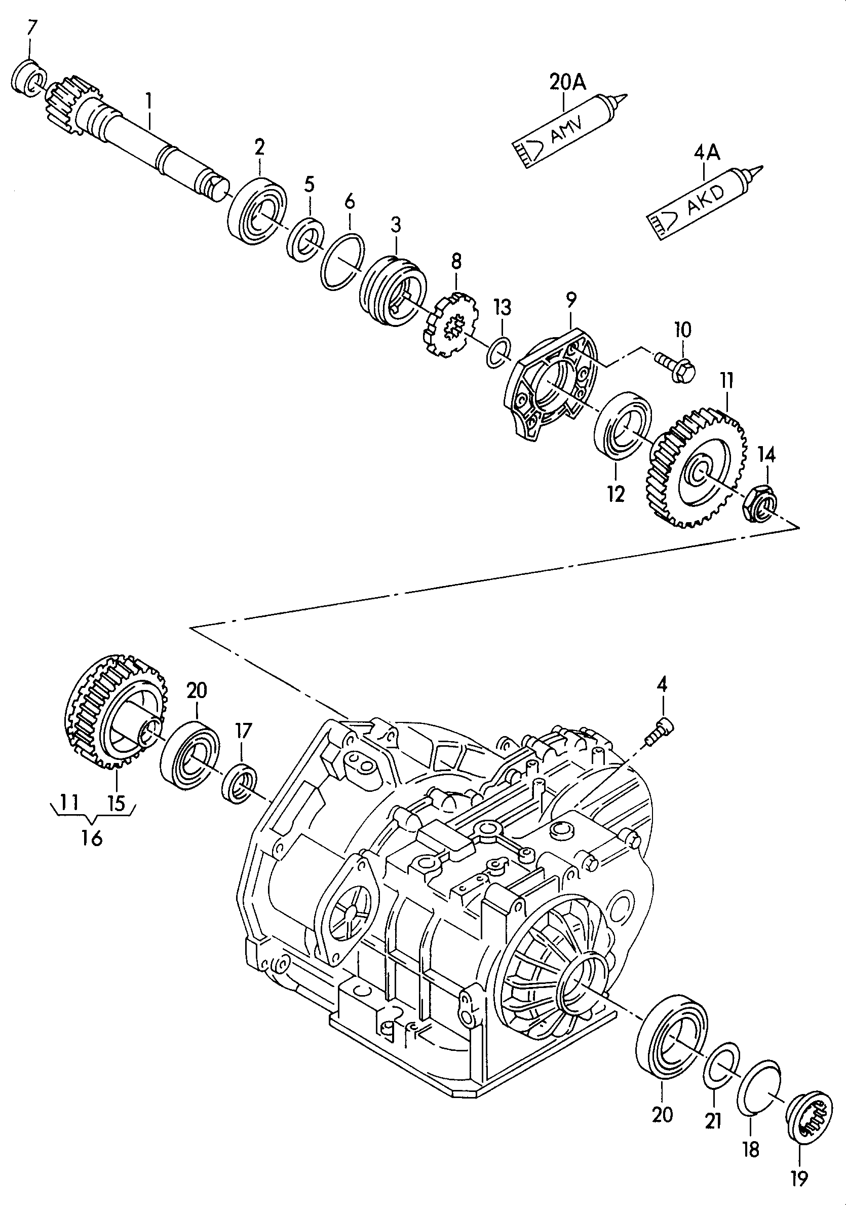 从动轴; 驱动轮; 用于四档自动变速器 - Alhambra(AL)  