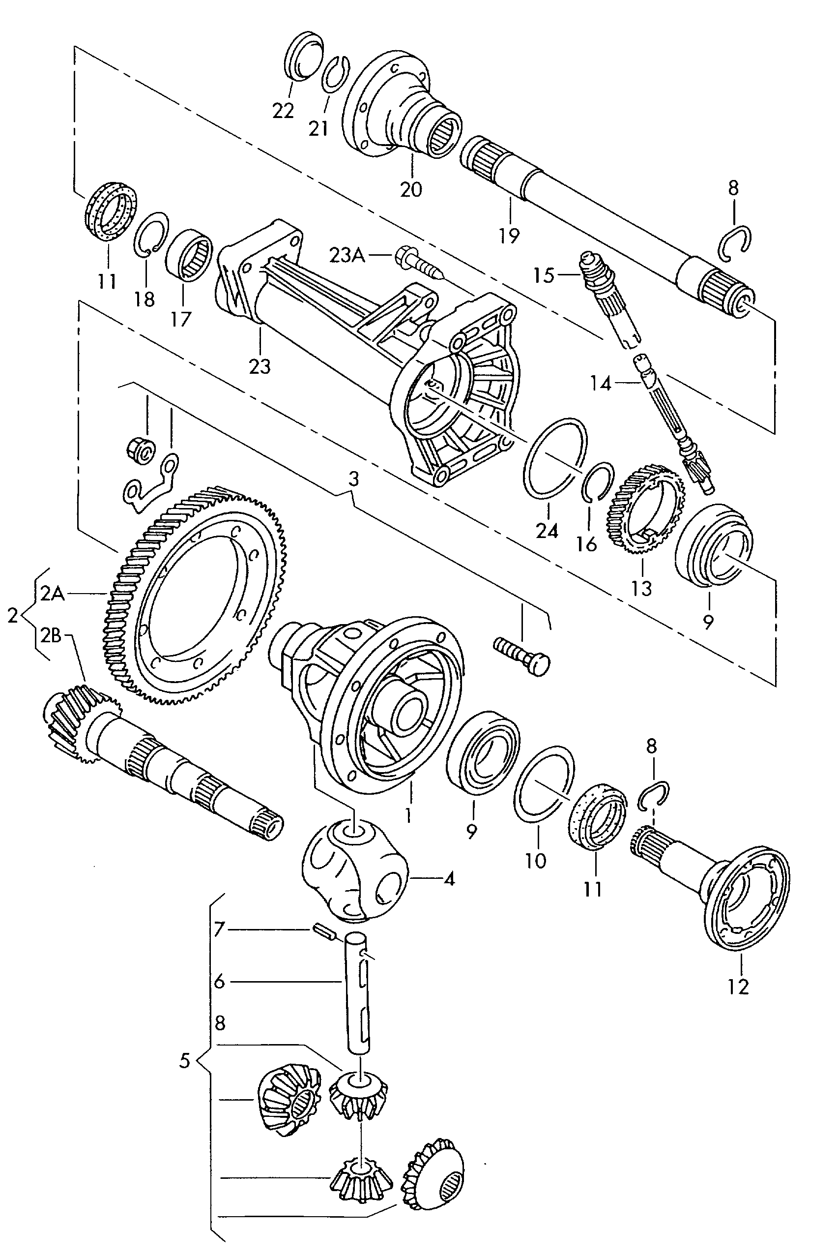 Ausgleichsgetriebe; Triebsatz; fuer Schaltgetriebe - Transporter(TR)  